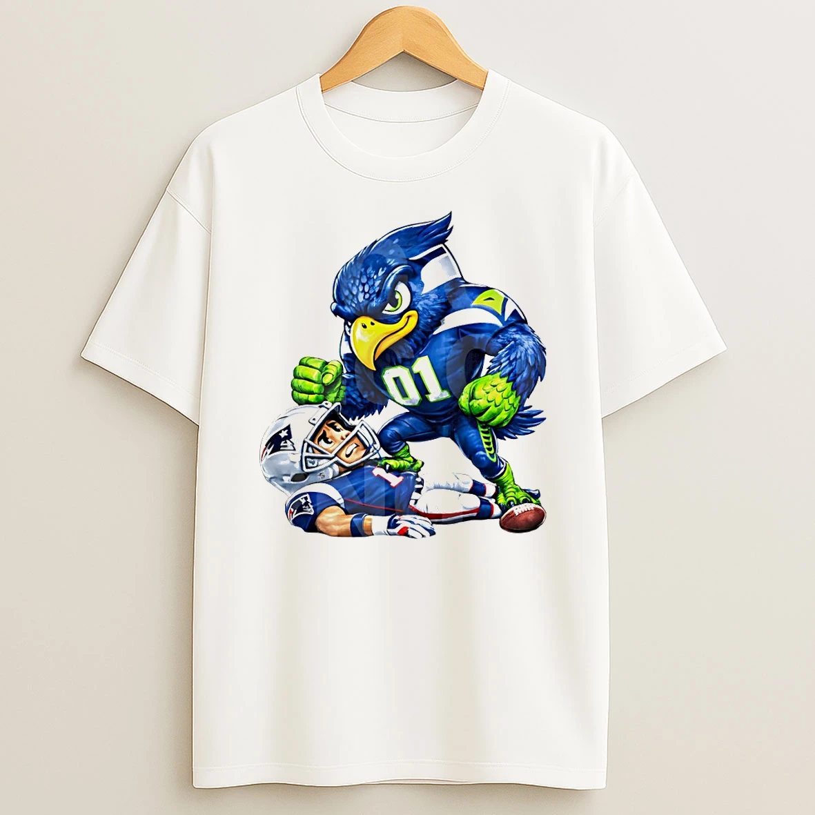 Football Rivalry Mascot Seahawks Beat Patriots Super Bowl Final Battle T Shirt