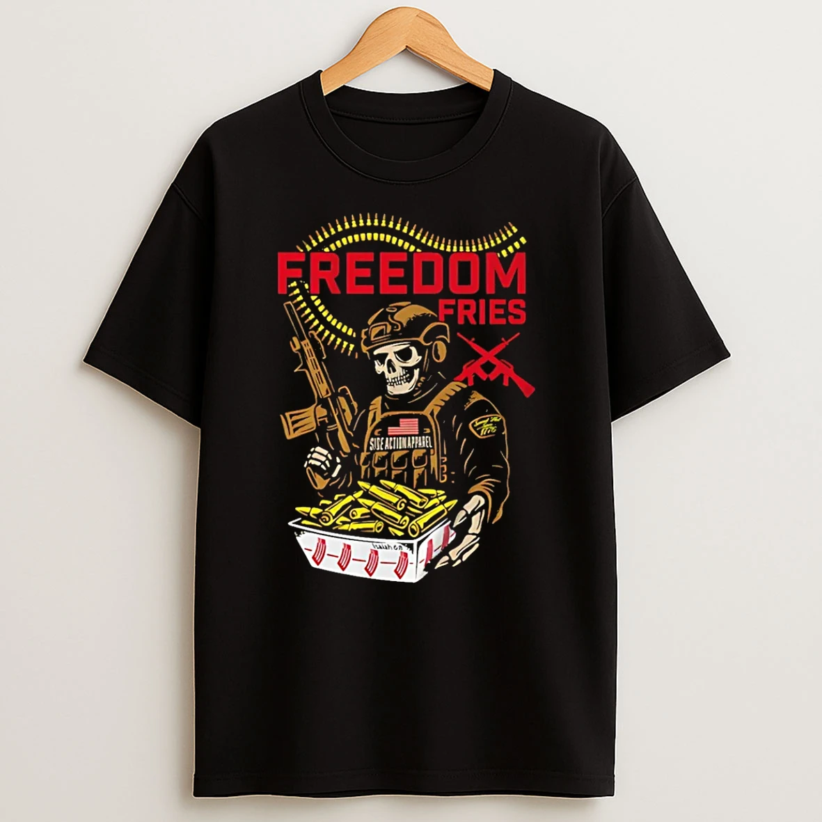 Freedom Fries Army Skeleton T Shirt