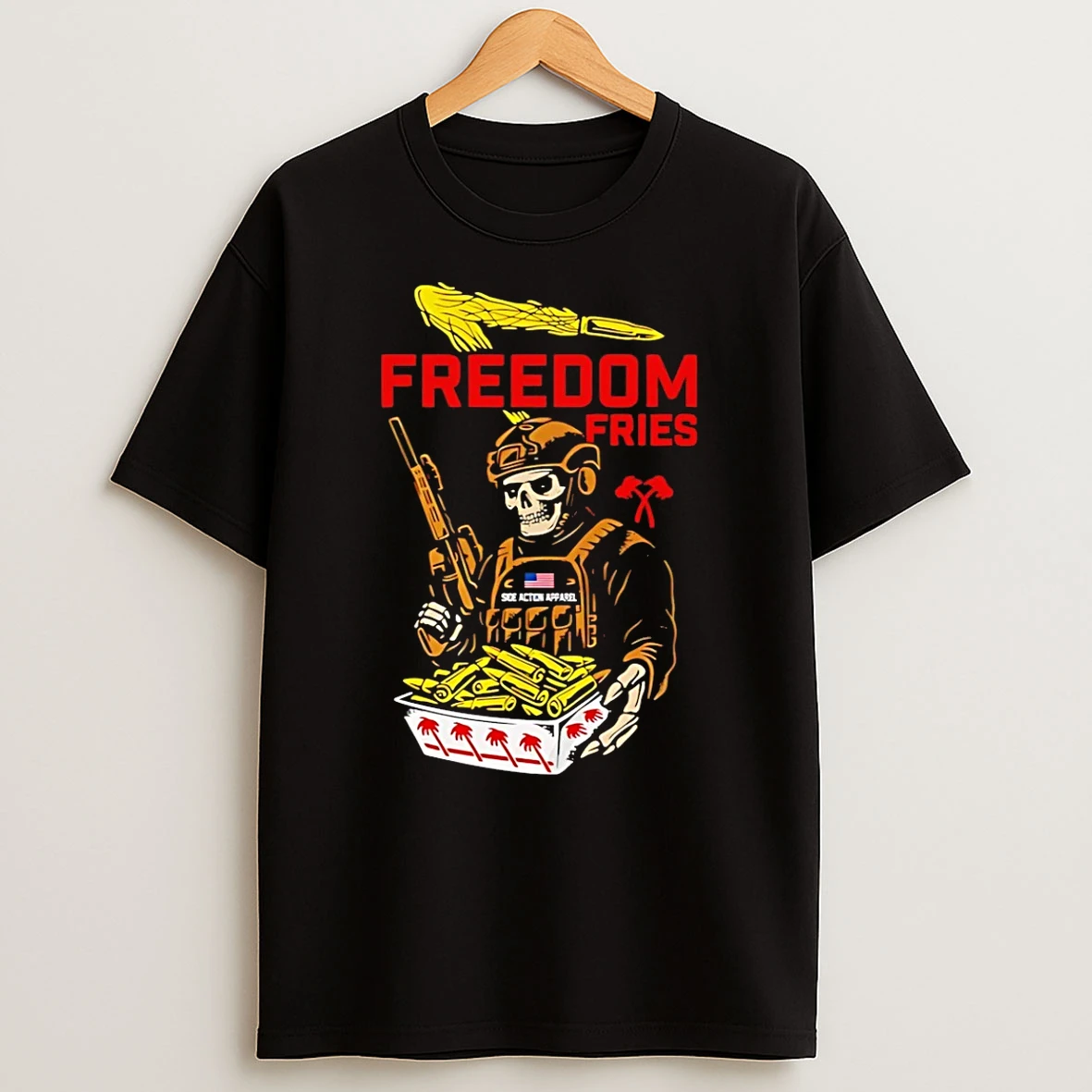 Freedom Fries Soldier Skull T Shirt