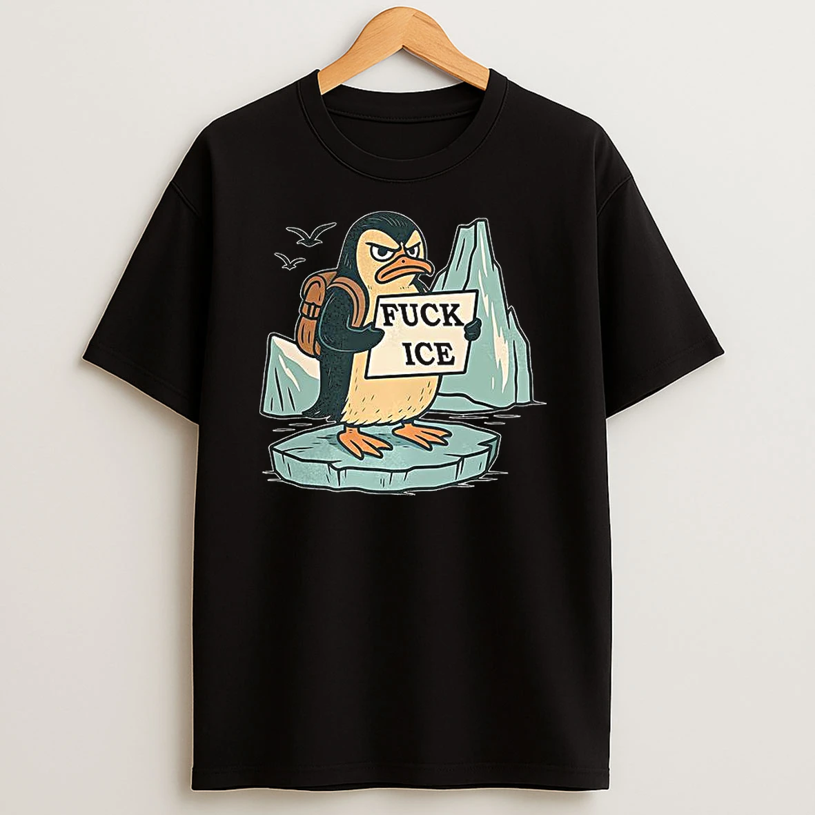 Fuck Ice Penguin Abolish Caricature T Shirt