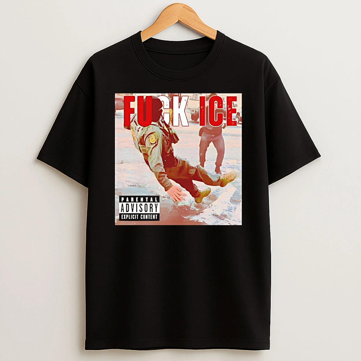 Fuck Ice Anti Ice Album Cover Style Anti Ice Minnesota Parental Advisory Explicit Content T Shirt