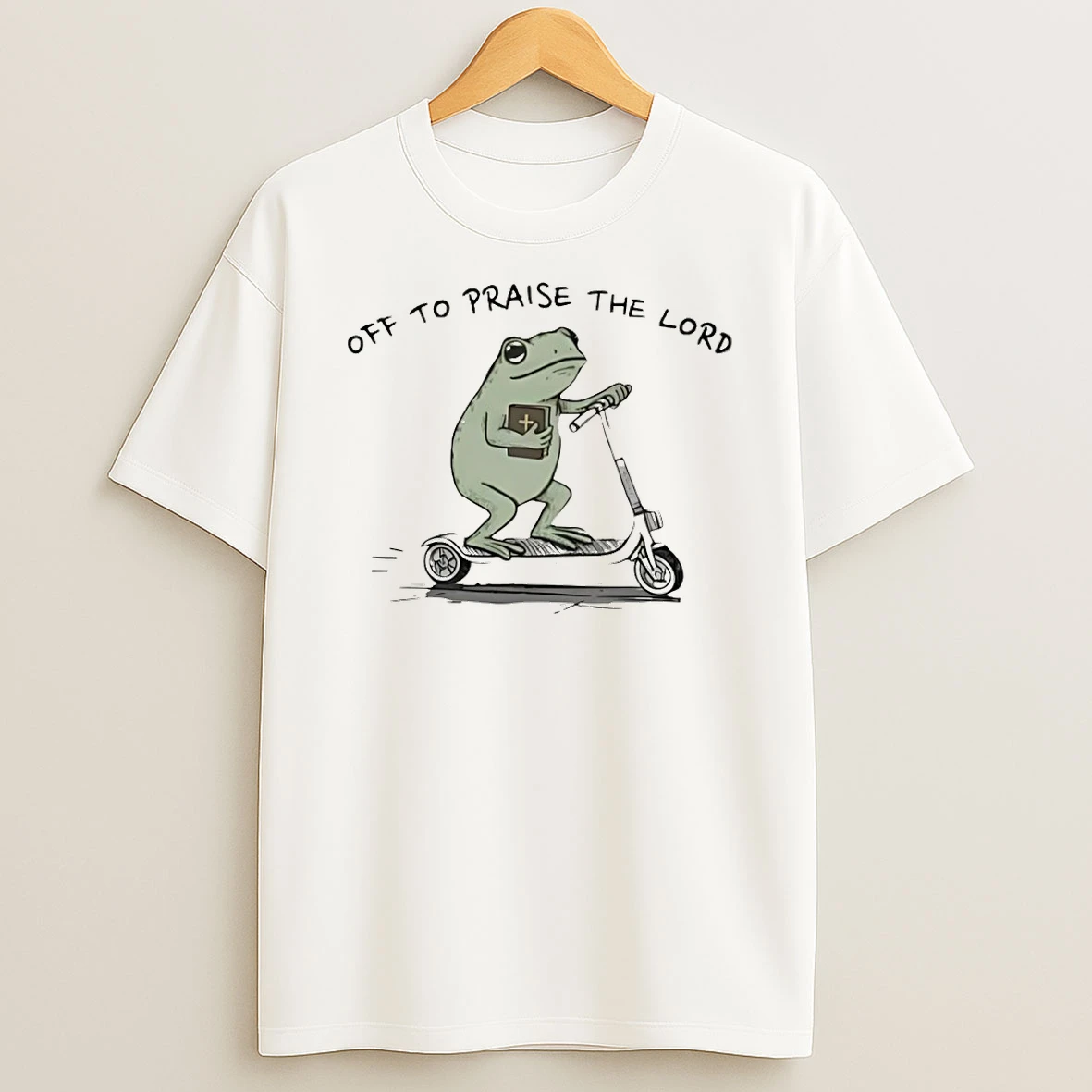Funny Christian Frog Off To Praise The Lord T Shirt