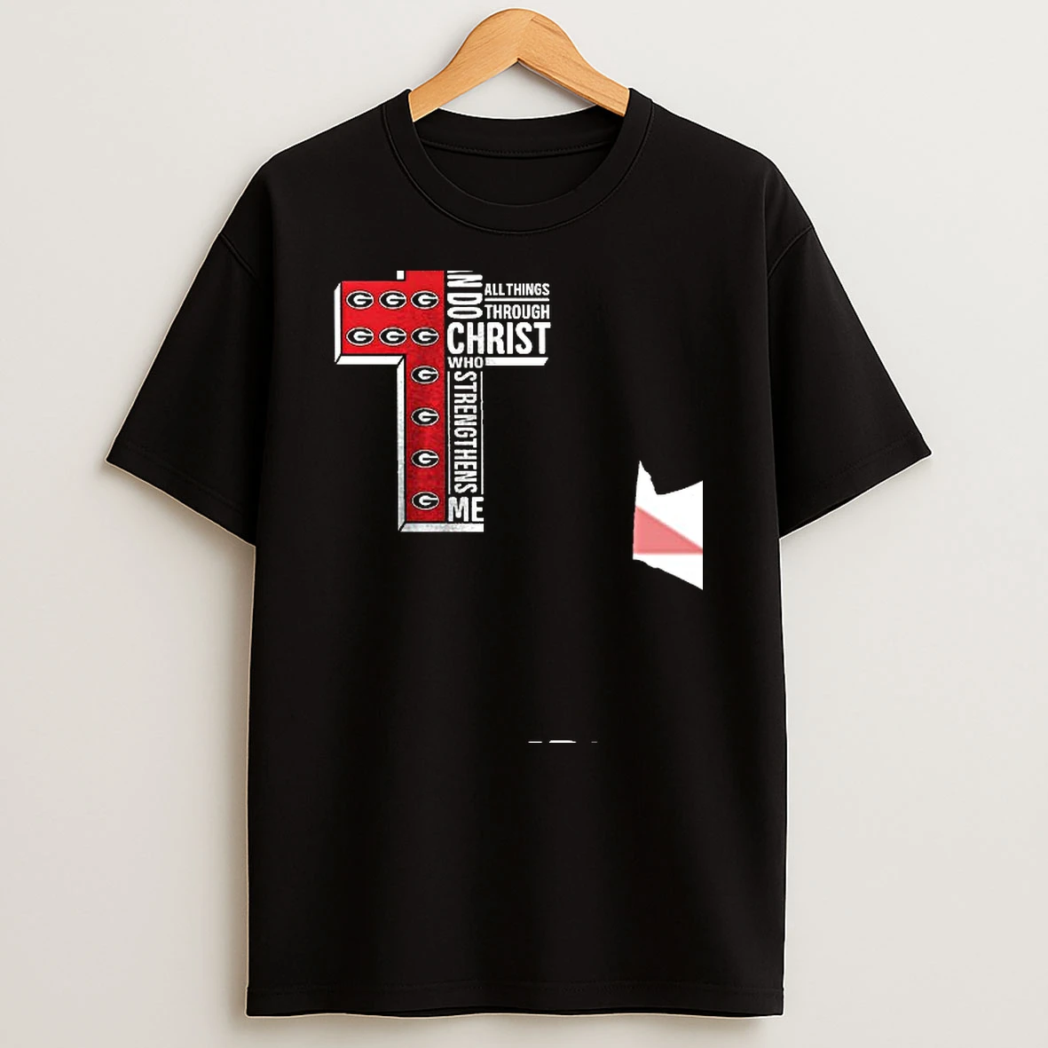 Georgia Bulldogs Go Dawgs Cross I Can Do All Things Through Christ Who Strengthens Me T Shirt