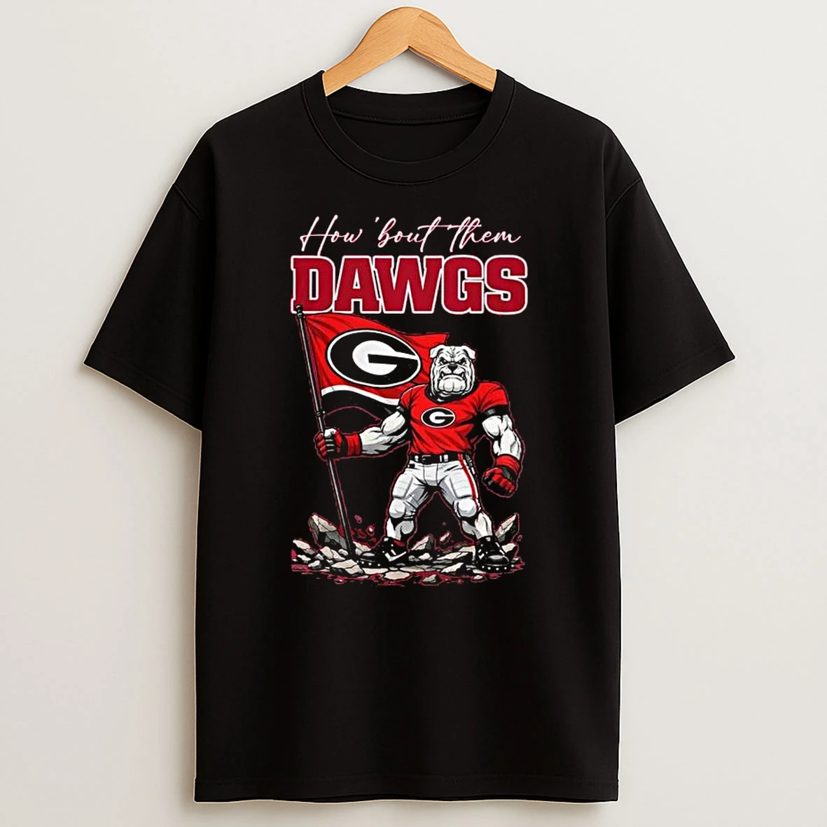 Georgia Bulldogs Ncaa 2026 Sugar Bowl Champions Mascot Flag How Bout Them Dawgs T Shirt