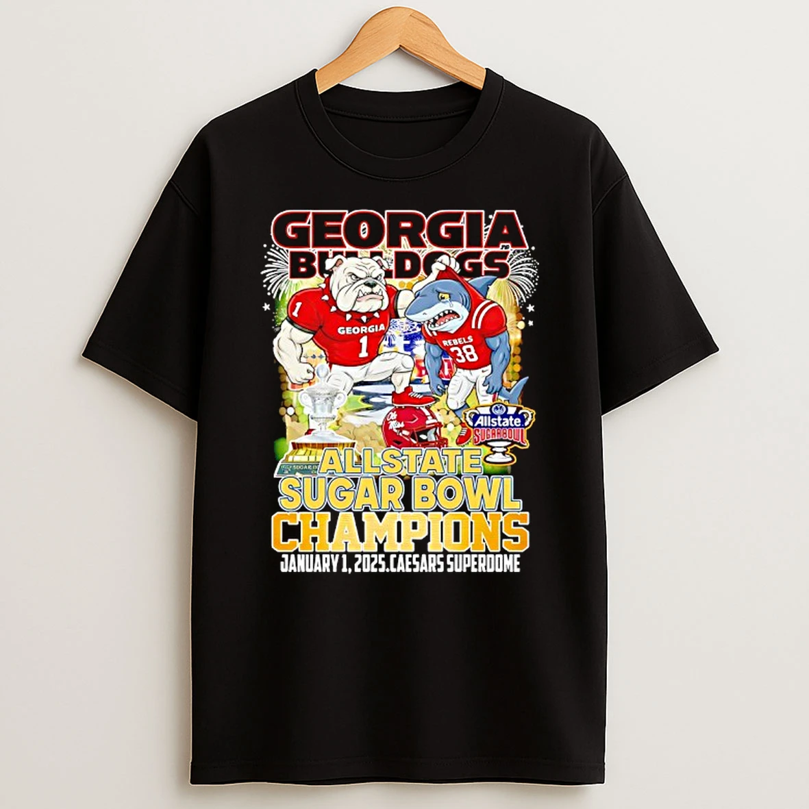 Georgia Bulldogs Beat Ole Miss Rebels Allstate Sugar Bowl Champions 2025 T Shirt