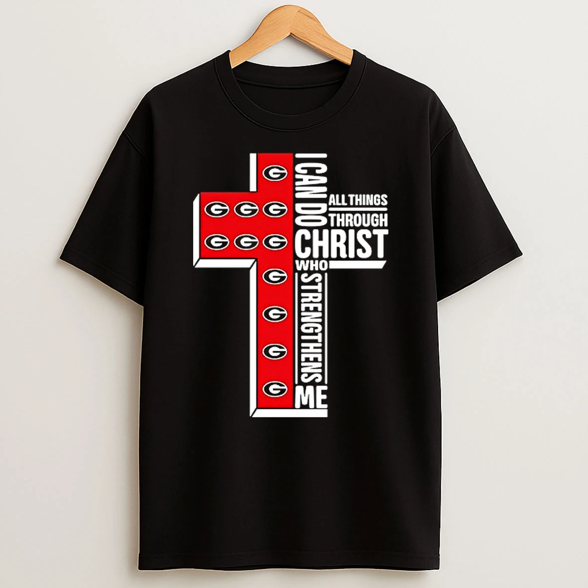 Georgia Bulldogs Cross I Can Do All Things Through Christ Who Strengthens Me T Shirt