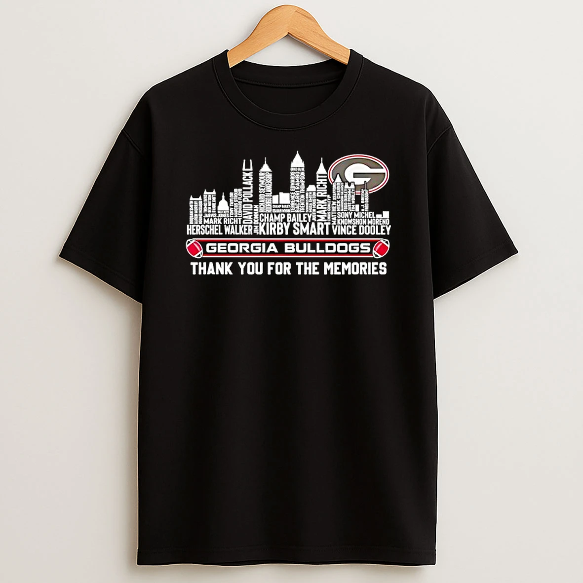Georgia Bulldogs Name Players City Skyline Shape Thank You For The Memories T Shirt