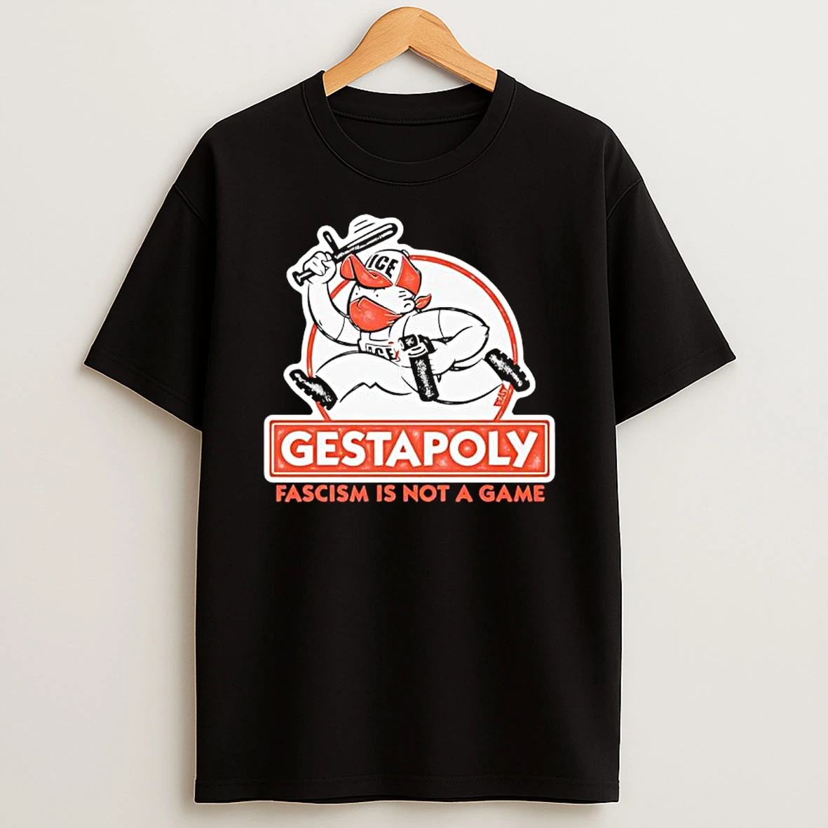Gestapoly Fascism Is Not A Game Figure Ice Hat Cartoon T Shirt