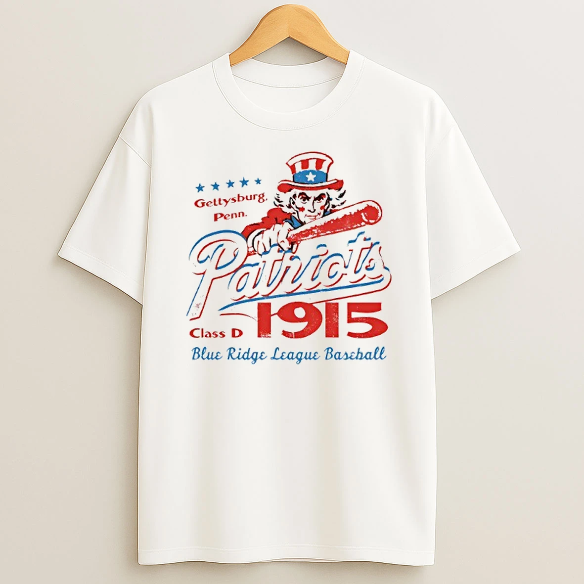 Gettysburg Penn Patriots Blue Ridge League Baseball Class D 1915 Vintage T Shirt