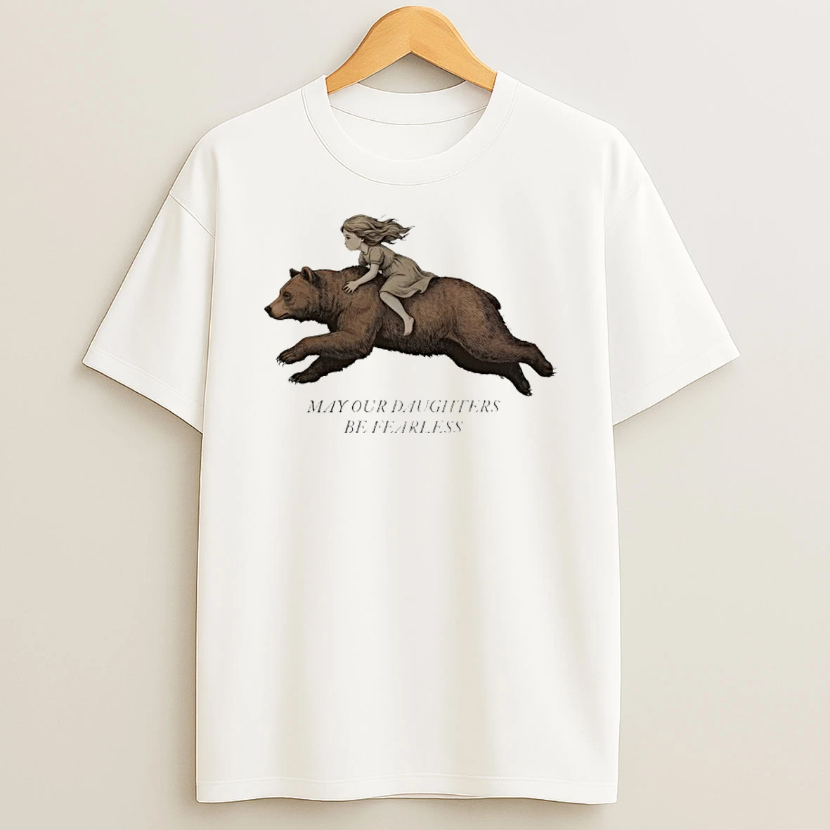 Girl Riding Bear May Our Daughters Be Fearless Vintage T Shirt