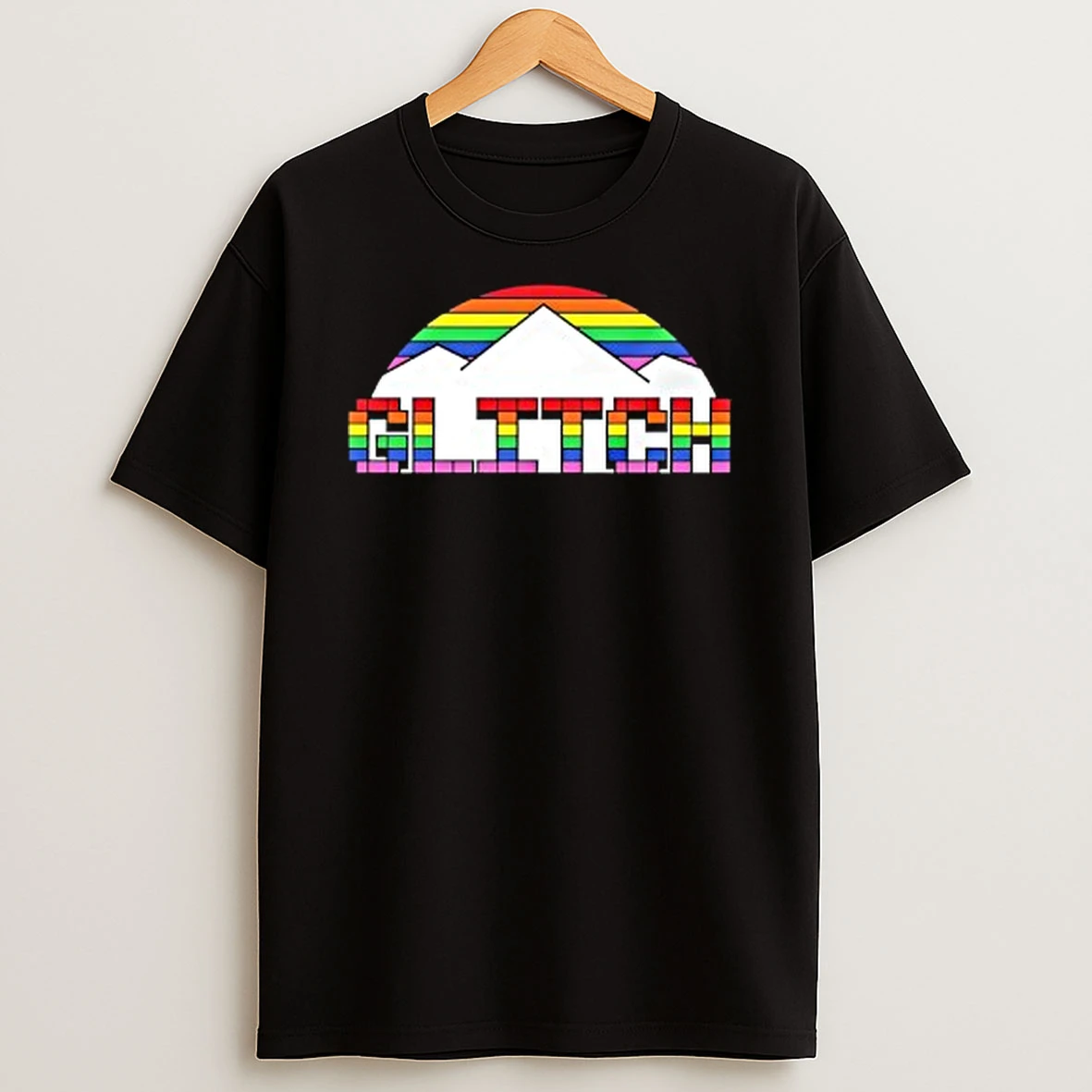 Glitch Denver Nuggets Basketball Pride Mountain T Shirt