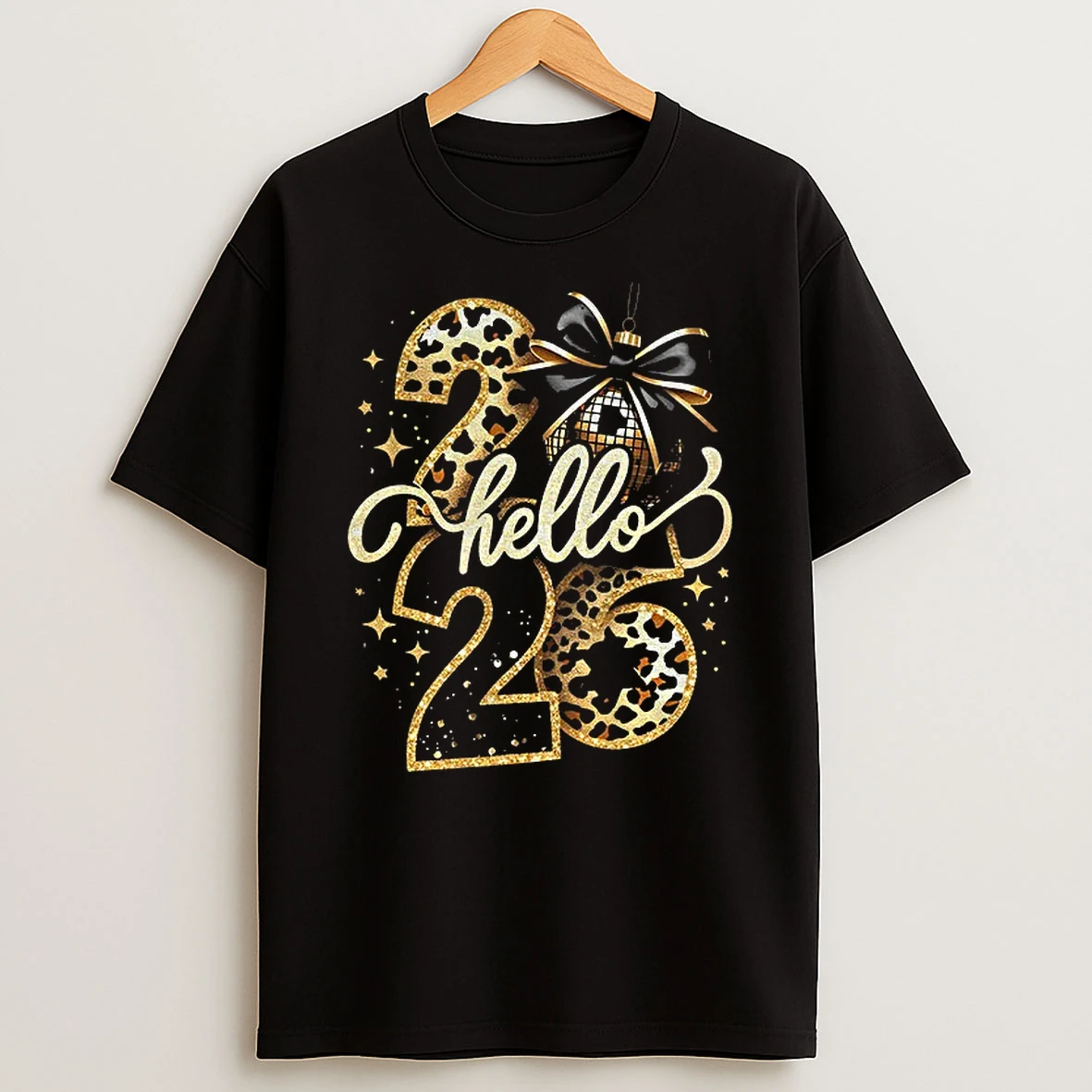 Glitter Hello 2026 Happy New Year T Shirt