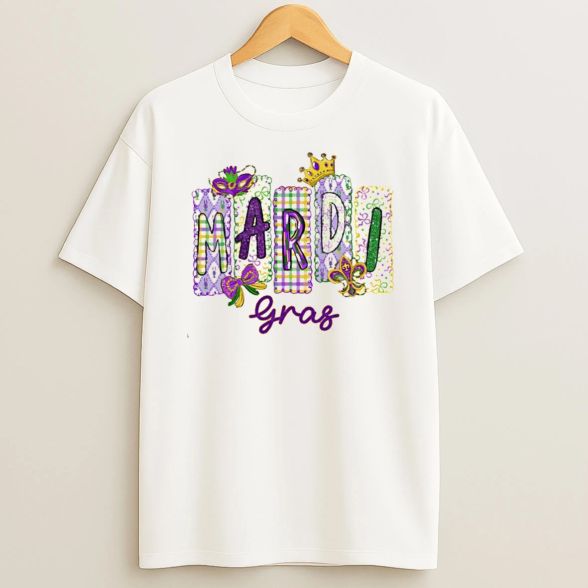 Glitter Mardi Gras Doodles Coquette T Shirt