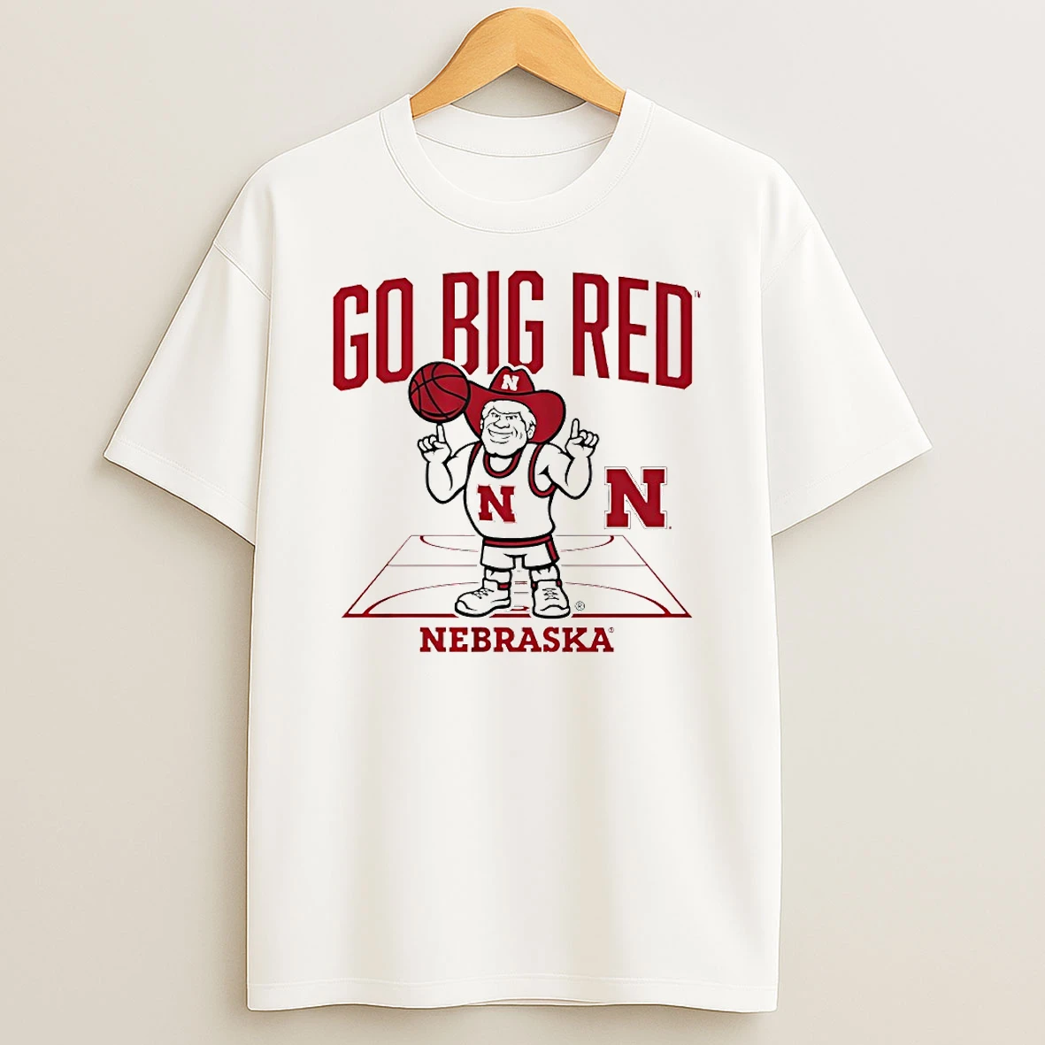 Go Big Red Nebraska Cornhuskers Basketball Herbie Mascot Circle T Shirt