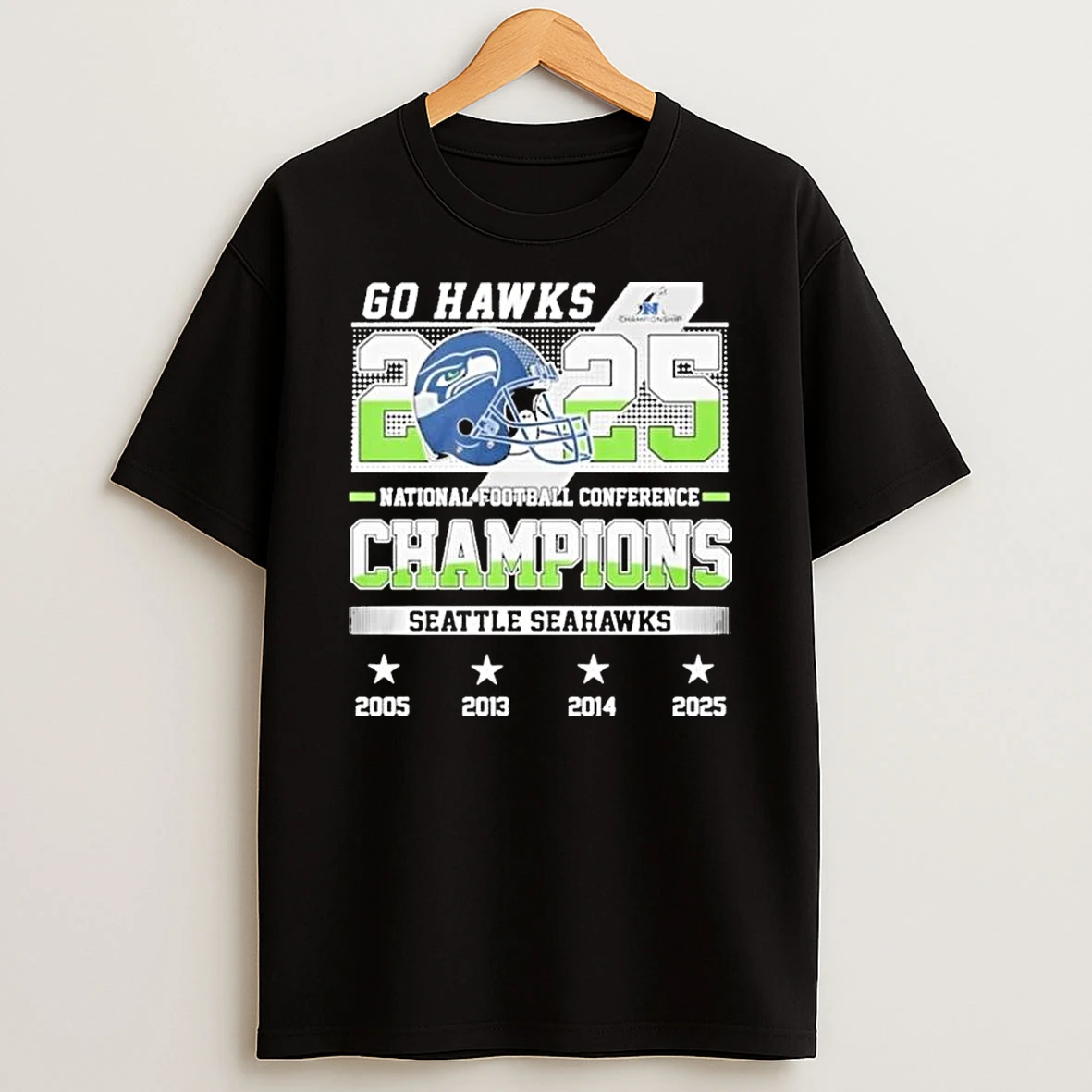 Go Hawks Seattle Seahawks Nfc Champions 2025 T Shirt