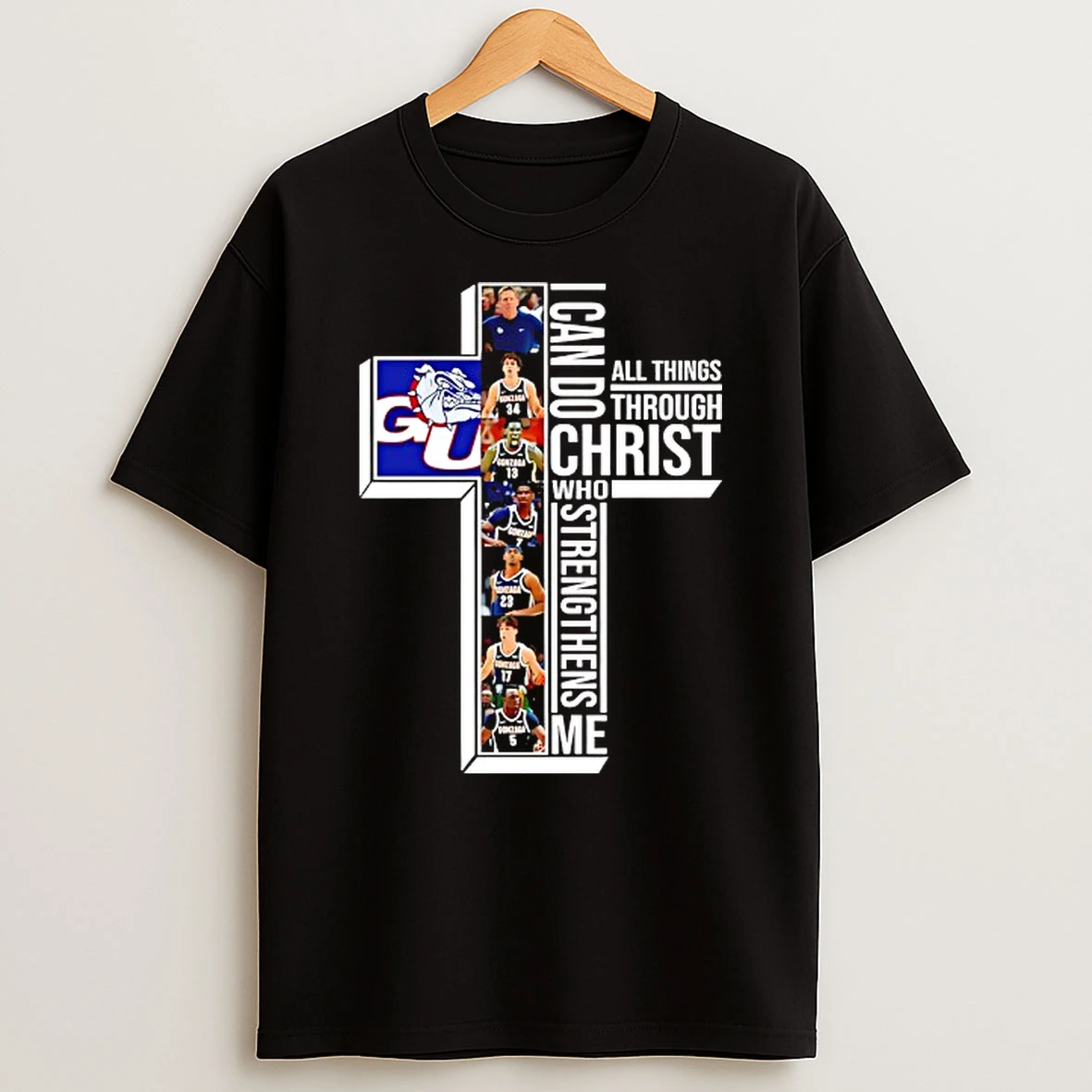 Gonzaga Bulldogs Basketball Players Cross I Can Do All Things Through Christ Who Strengthens Me T Shirt