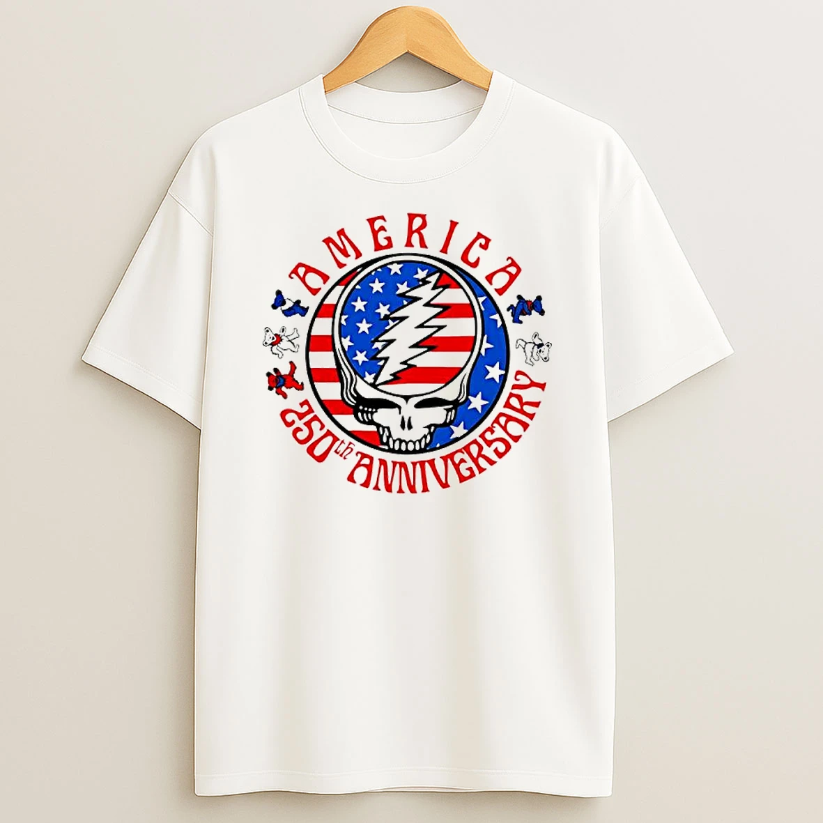 Grateful Dead 250th Anniversary American Flag Steal Your Face T Shirt