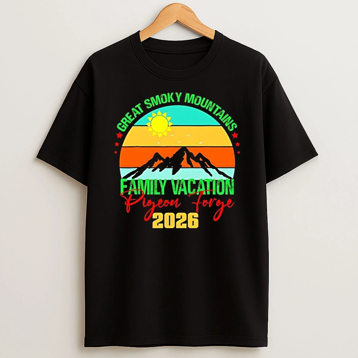 Great Smokey Mountains Pigeon Forge Family Vacation 2026 Retro T Shirt