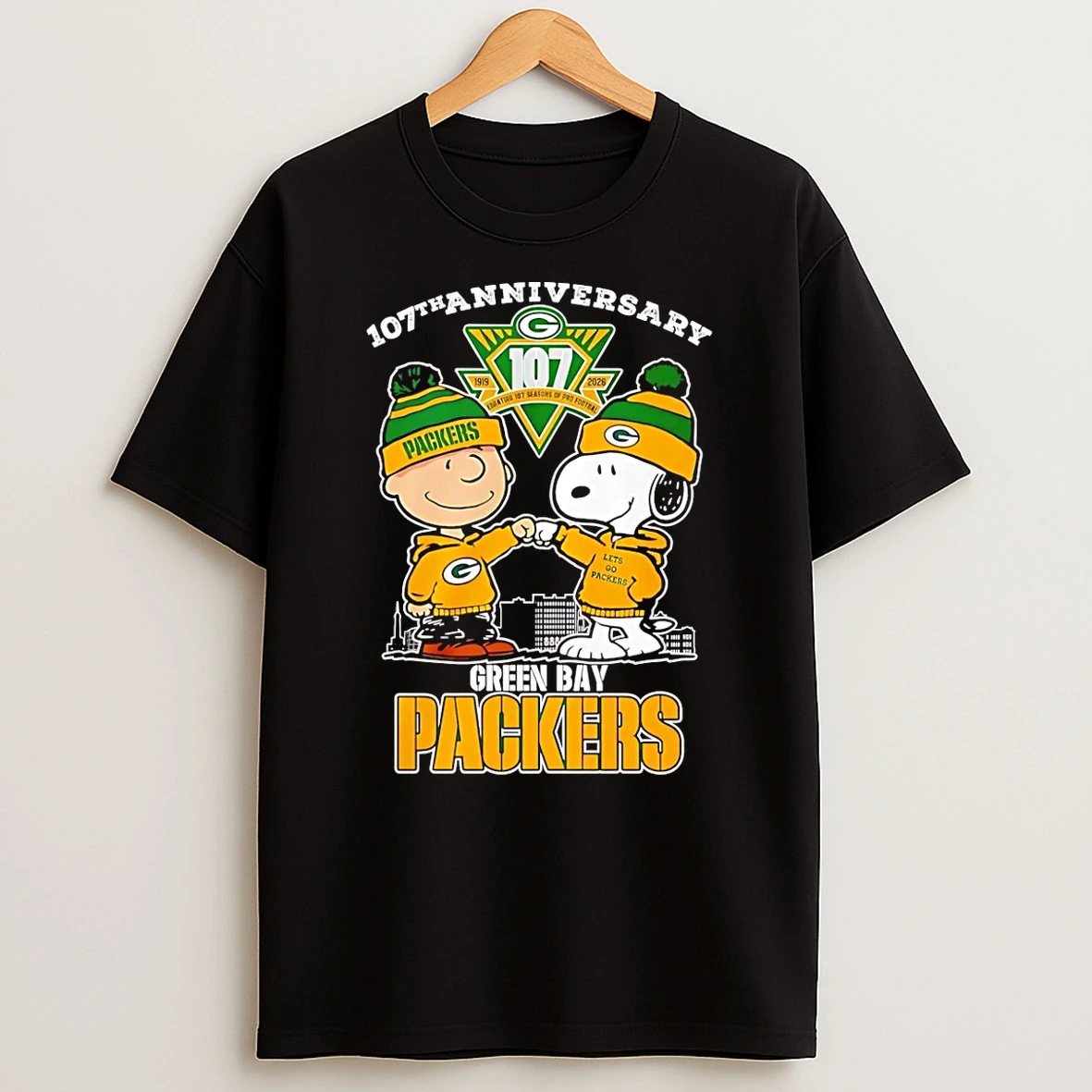 Green Bay Packers 107th Anniversary 1919 2026 Snoopy Peanuts T Shirt