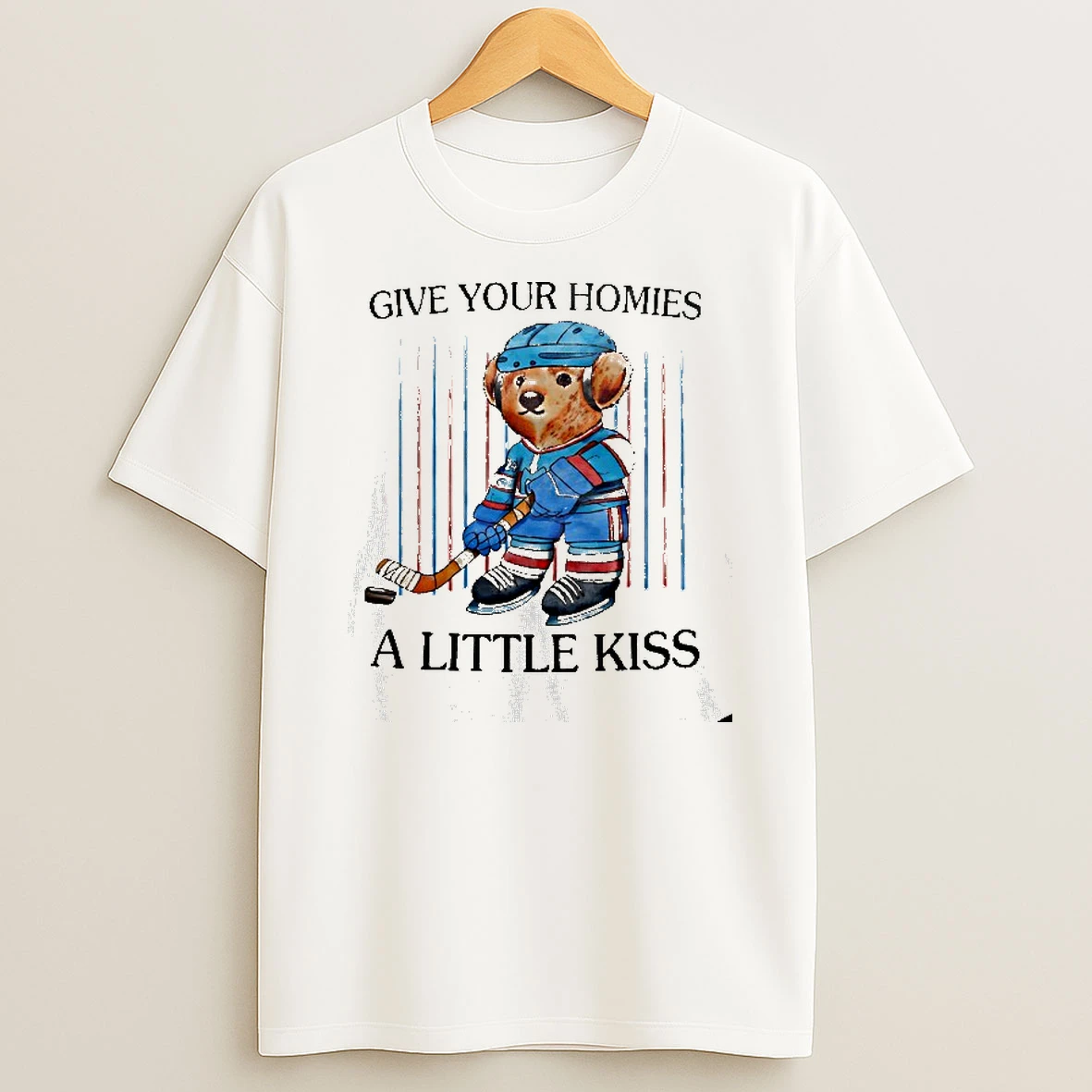 Hockey Bear Give Your Homies A Little Kiss T Shirt