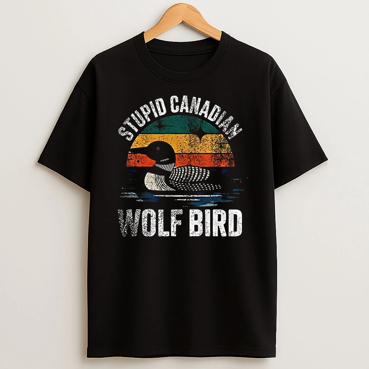 Hockey Romance Vintage Stupid Canadian Wolf Bird T Shirt
