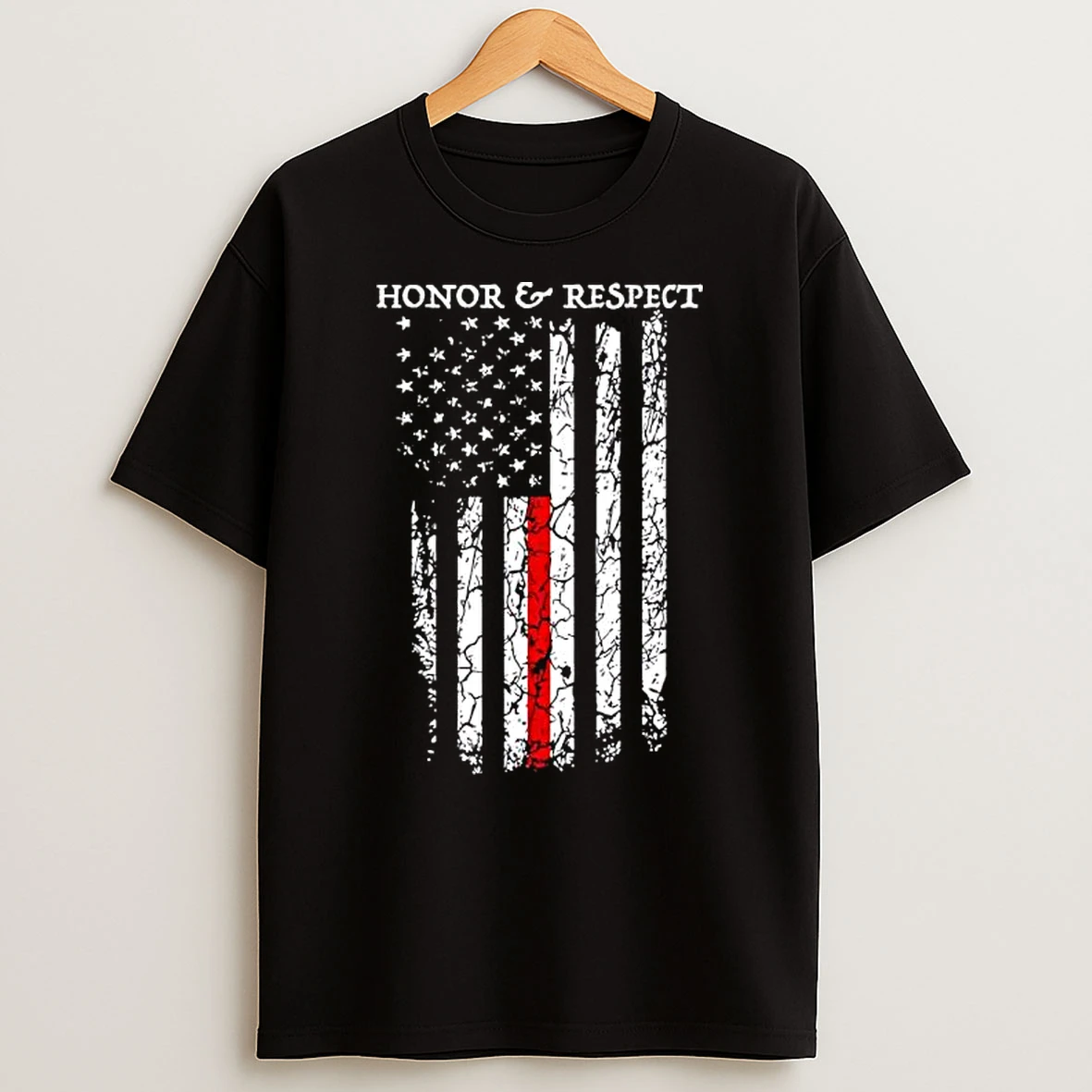 Honor Respect Firefighter American Flag T Shirt