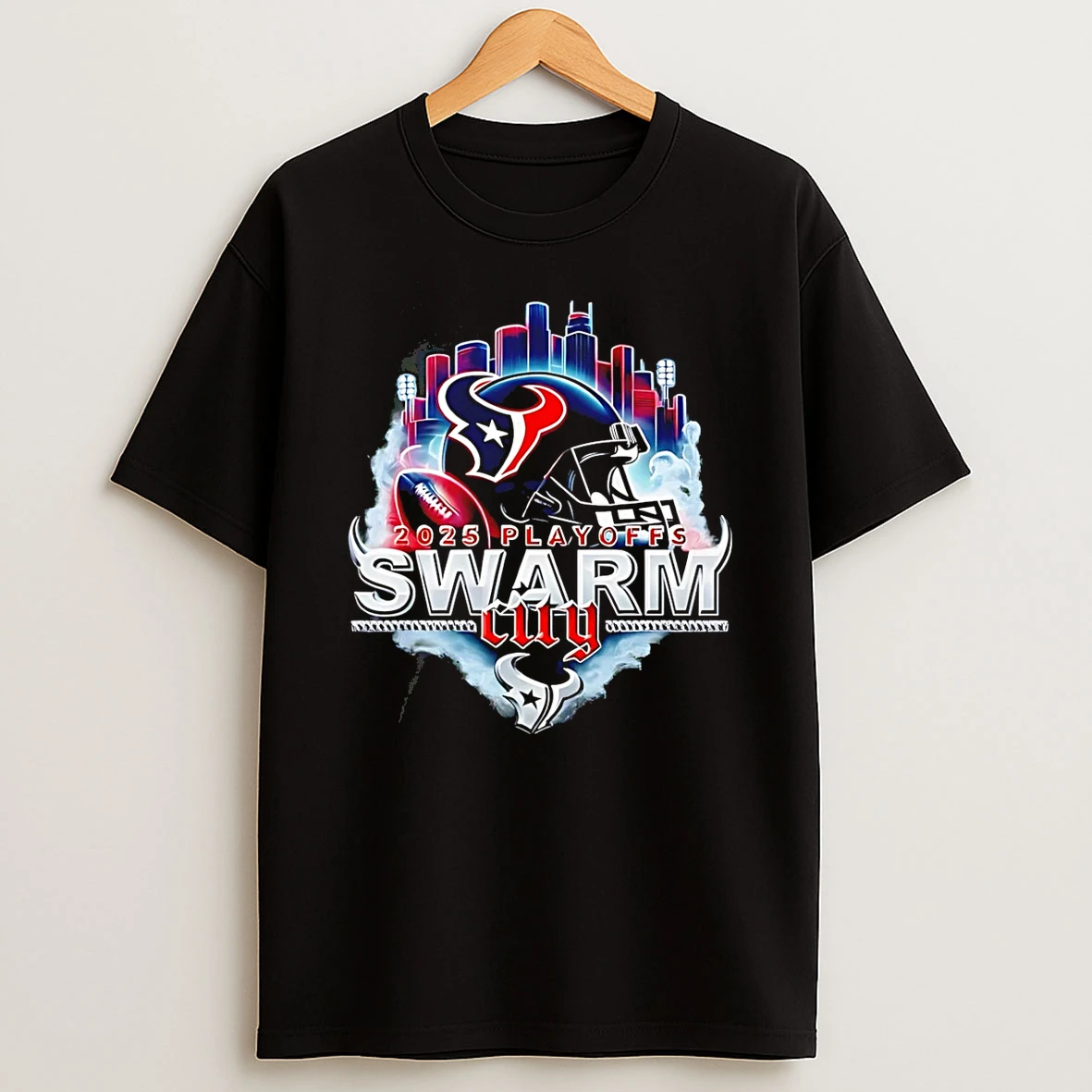 Hoston Texans 2025 Playoffs Swarm City T Shirt
