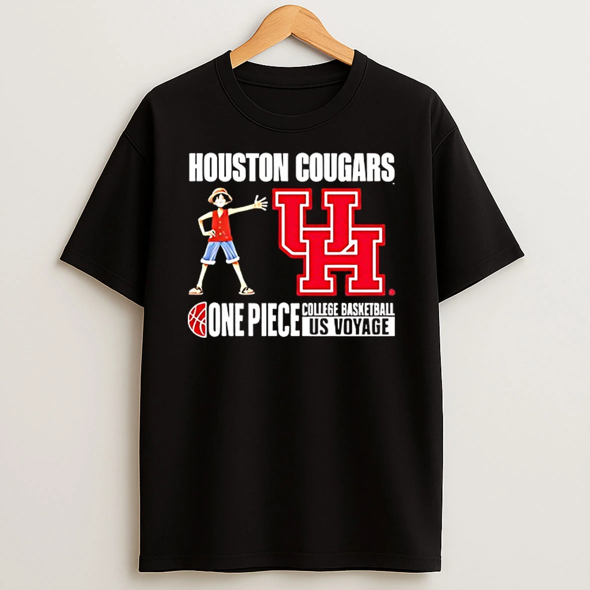 Houston Cougars One Piece College Basketball Us Voyage T Shirt