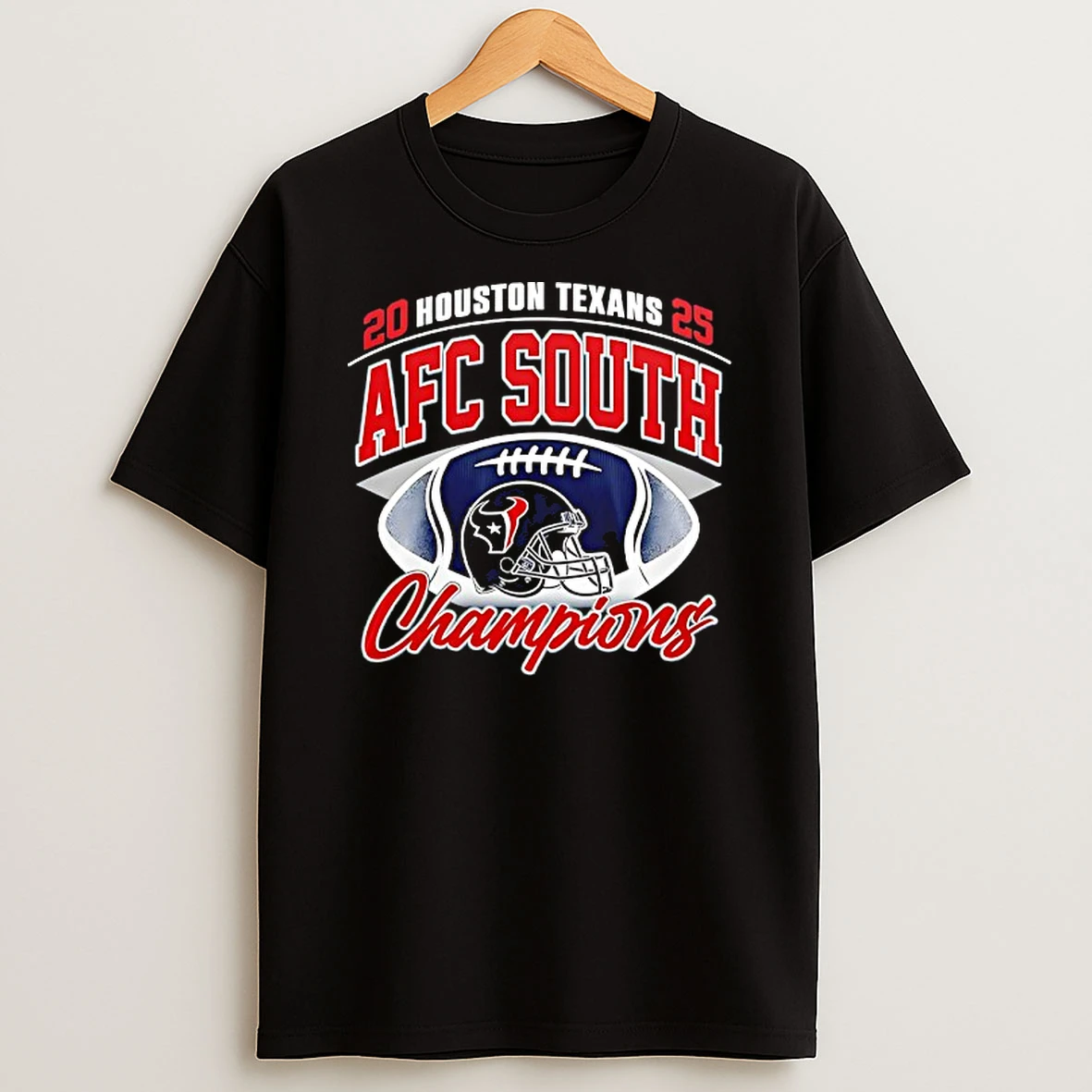 Houston Texans 2025 Afc South Champions Helmet T Shirt