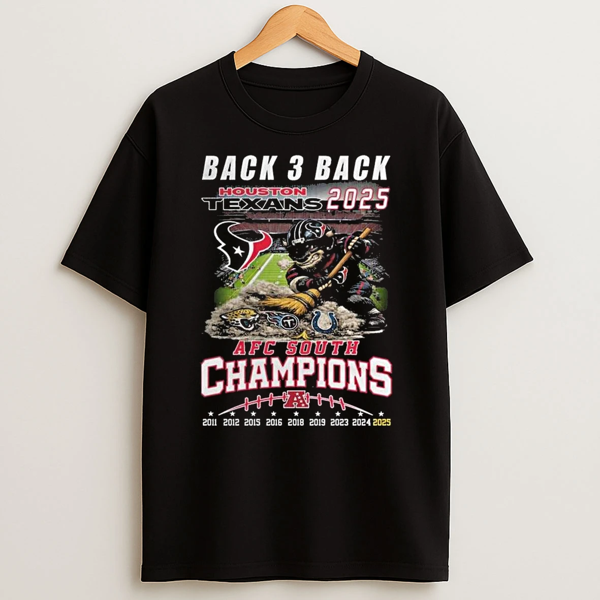 Houston Texans 2025 Afc South Champions Back 3 Back T Shirt