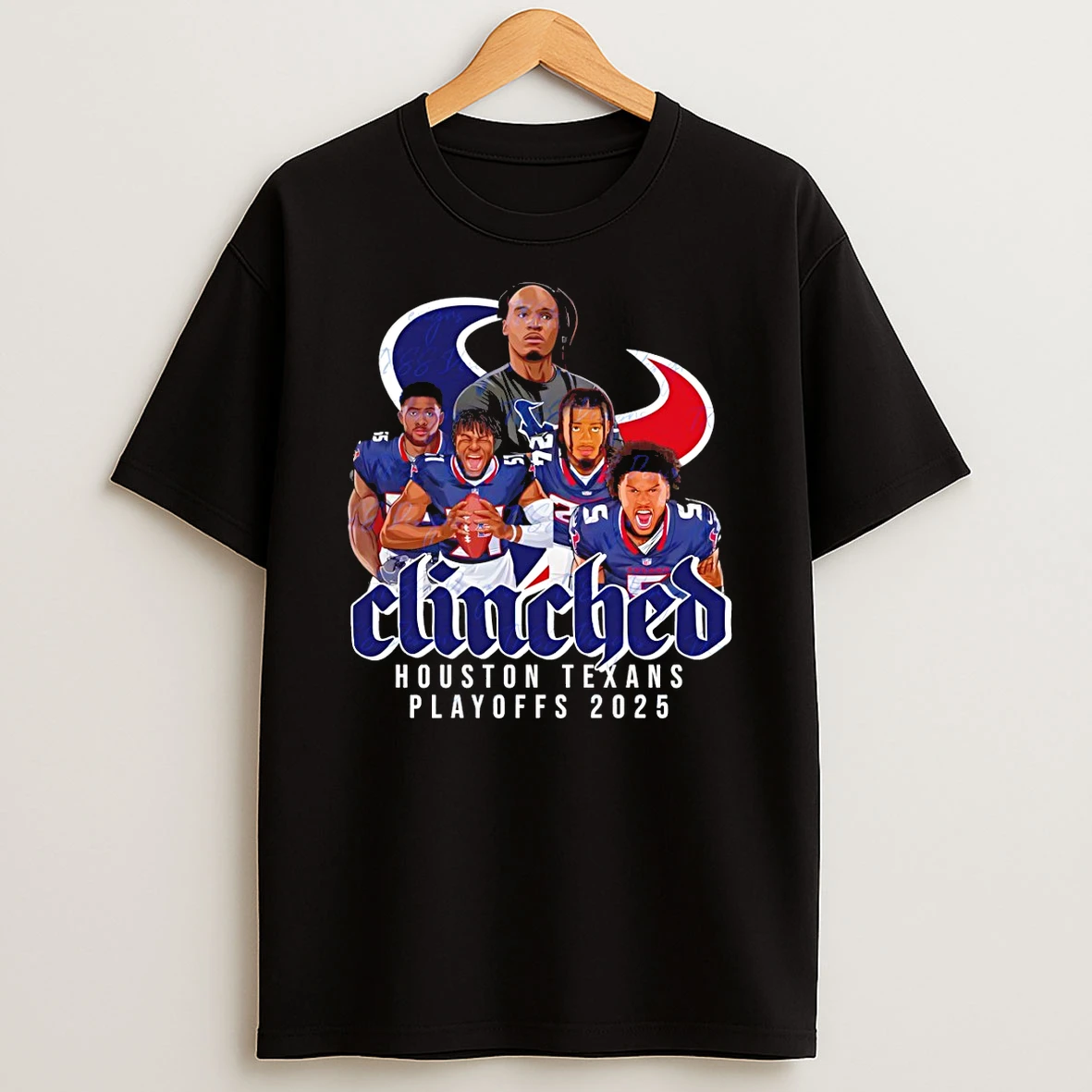 Houston Texans Playoffs Football 2025 Clinched Graphic T Shirt