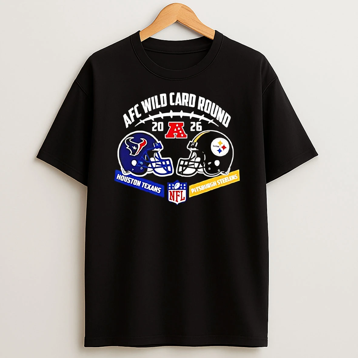 Houston Texans Vs Pittsburgh Steelers 2026 Afc Wild Card Round Helmet Matchup T Shirt