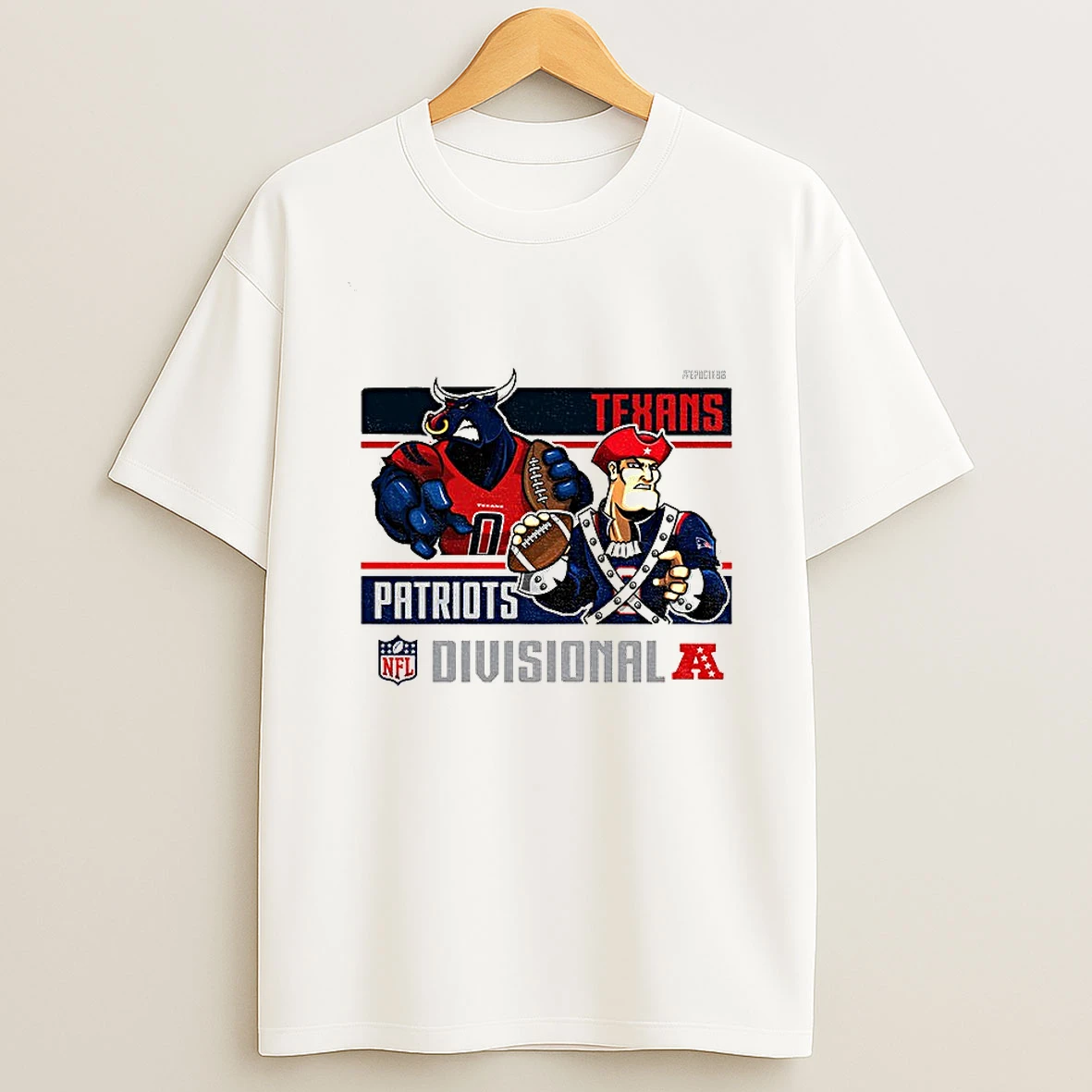 Houston Texans And New England Patriots Mascot Football Nfl Divisional Round T Shirt