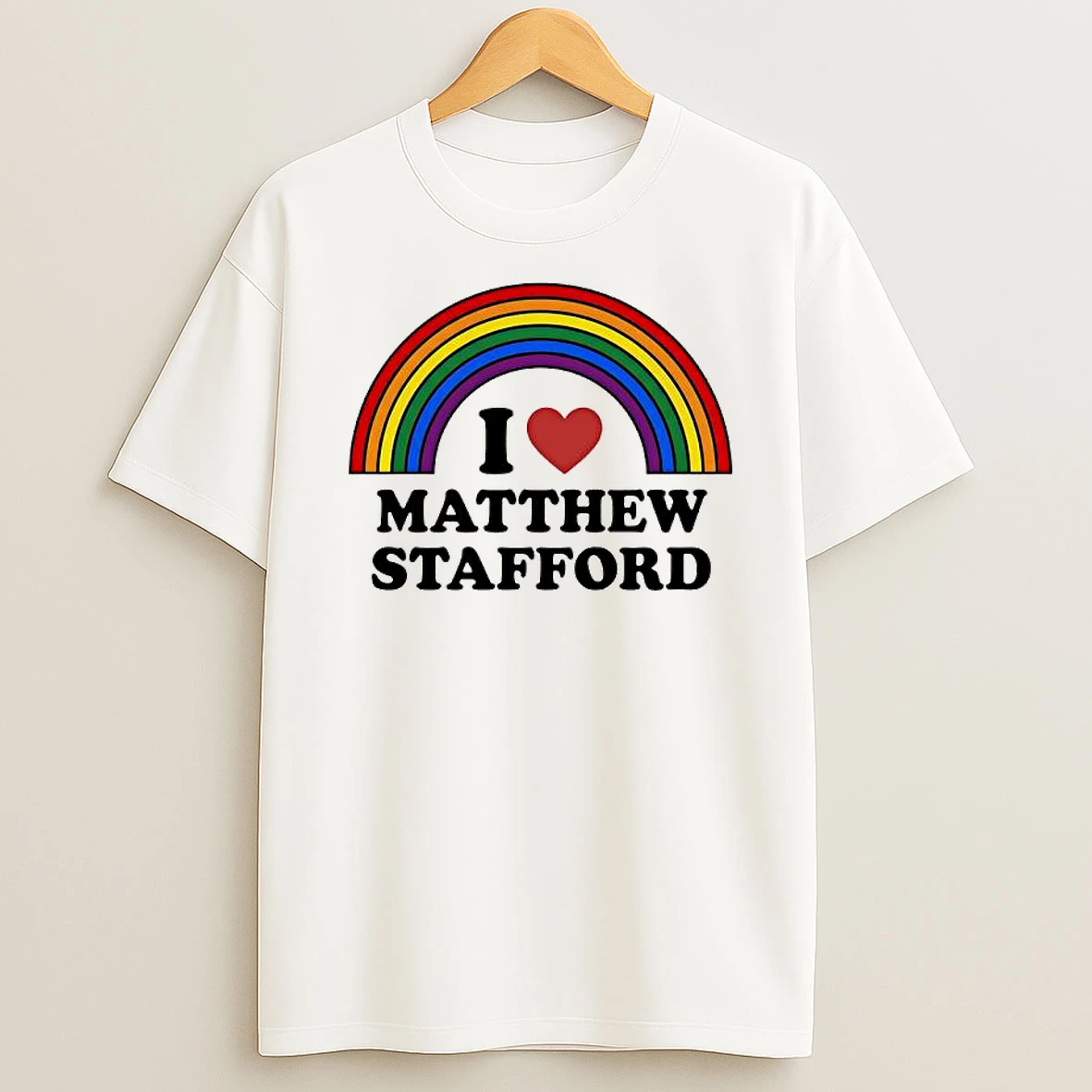 I Love Matthew Stafford Rainbow Graphic T Shirt