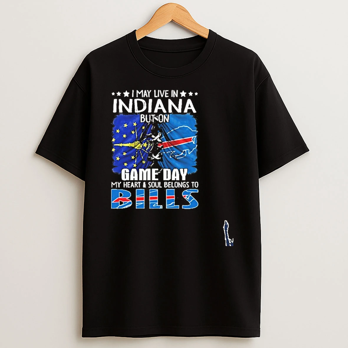 I May Live In Indiana But On Gameday My Heart And Soul Belongs To Buffalo Bills 2026 T Shirt