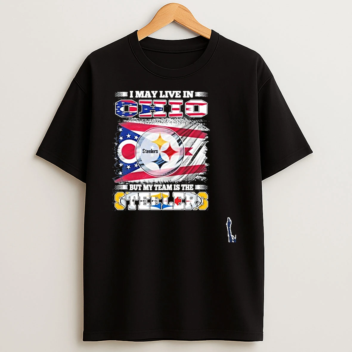 I May Live In Ohio Flag But My Team Is The Steelers T Shirt