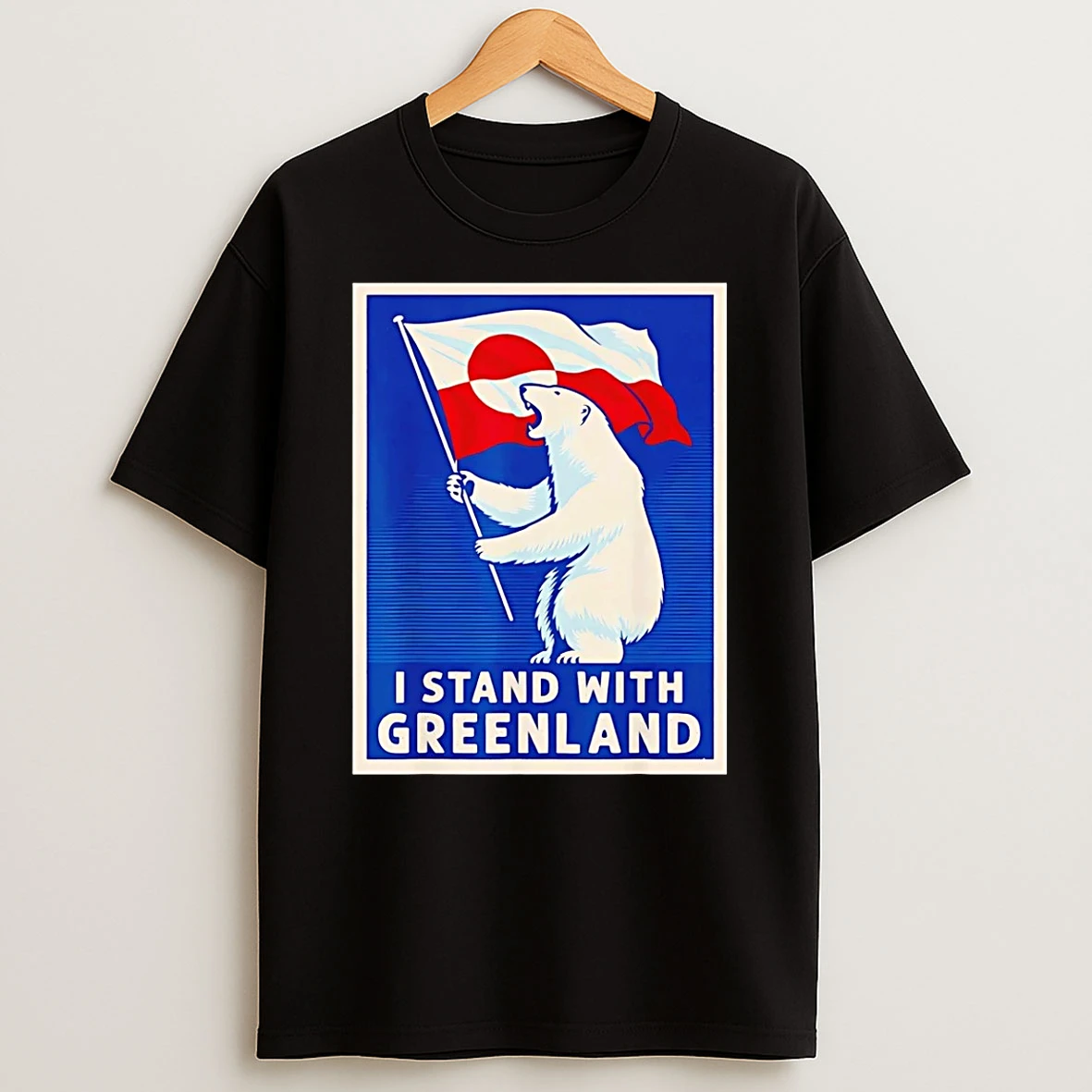 I Stand With Greenland Flag Polar Bear T Shirt