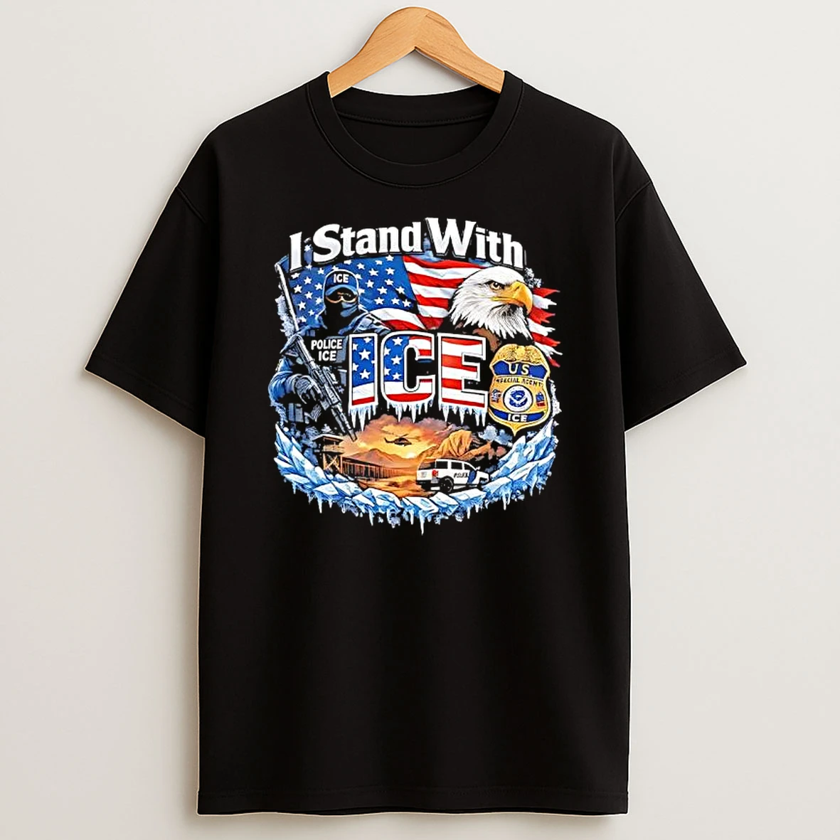 I Stand With Ice Police Eagle T Shirt
