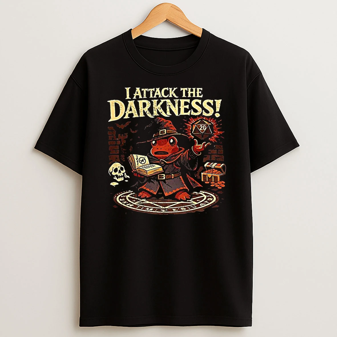 I Attack The Darkness Frog Wizard Dungeons And Dragons T Shirt