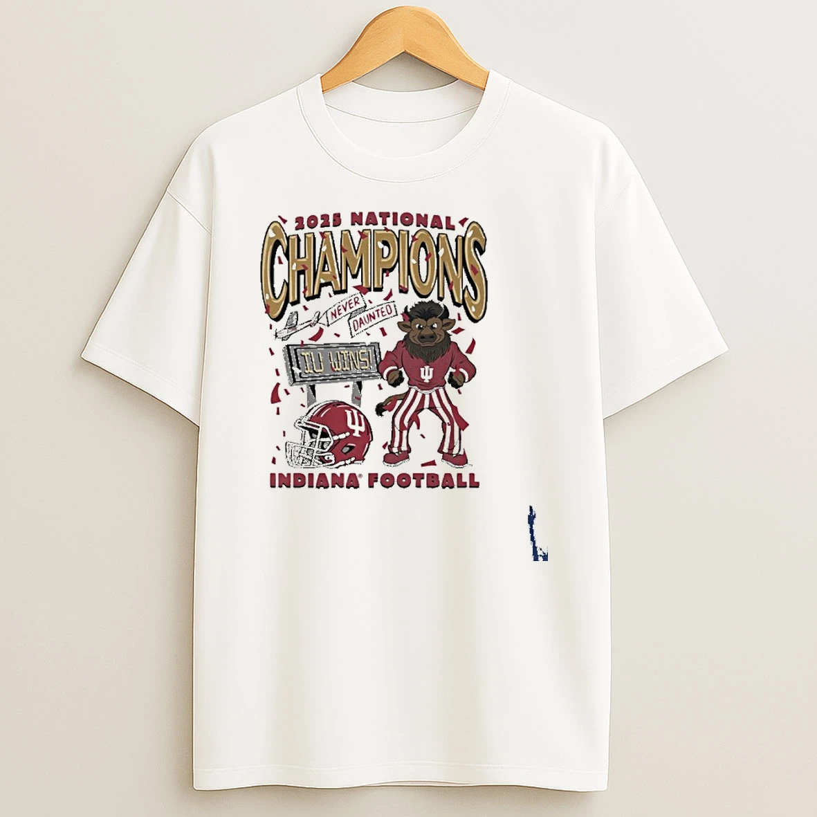 Iu Football National Champions Mascot Never Daunted Confetti T Shirt