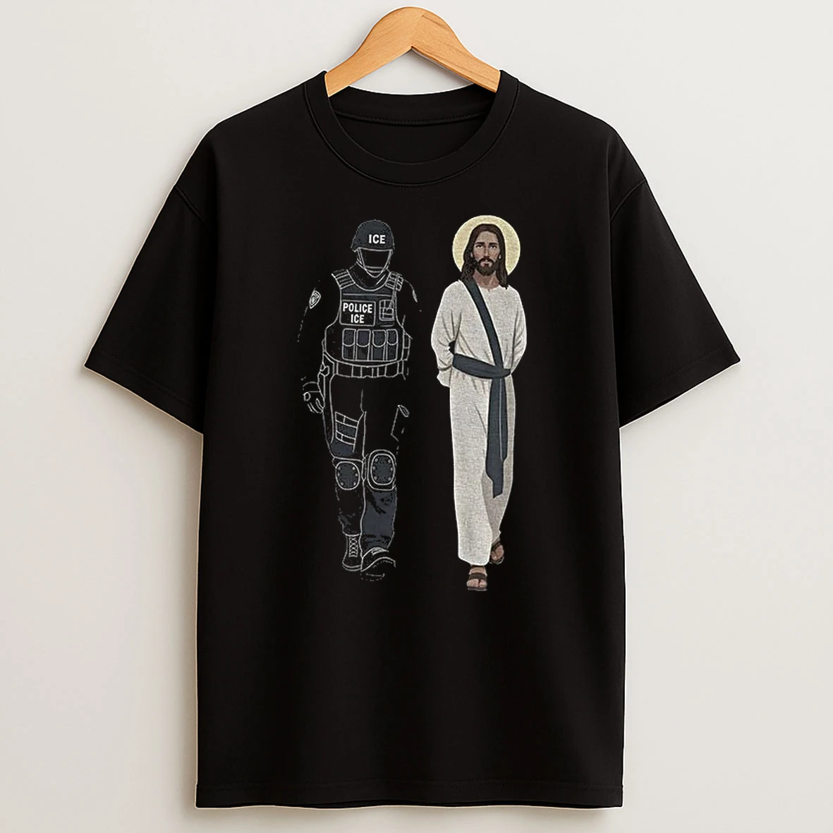 Ice Arresting Deporting Jesus Liberal Leftist Progressive Democrat Human Rights T Shirt