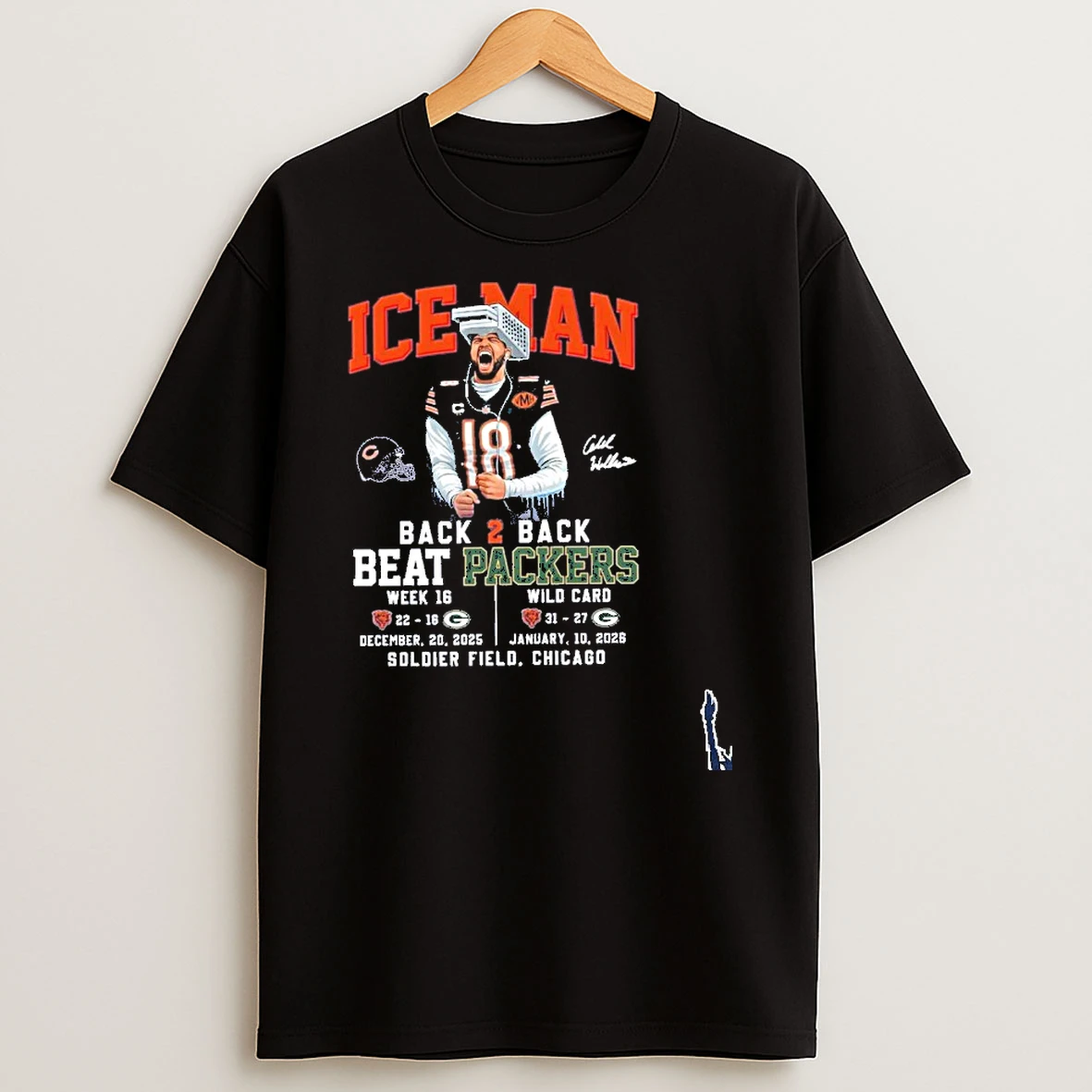 Ice Man Player Back 2 Back Beat Packers Soldier Field Chicago T Shirt
