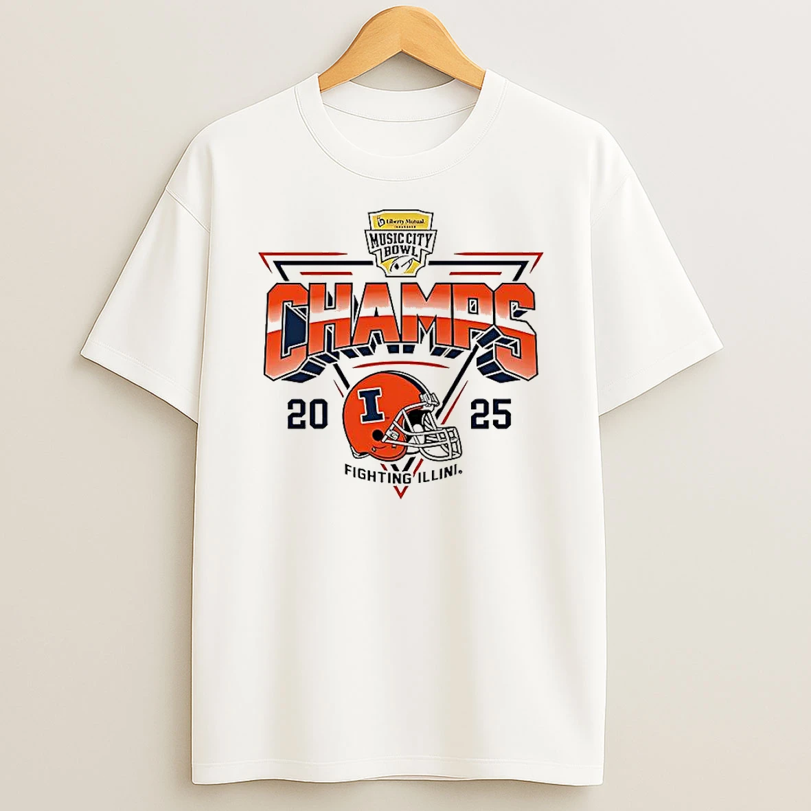 Illinois Fighting Illini 2025 Music City Bowl Champions Fighting Illini Triangle Helmet T Shirt