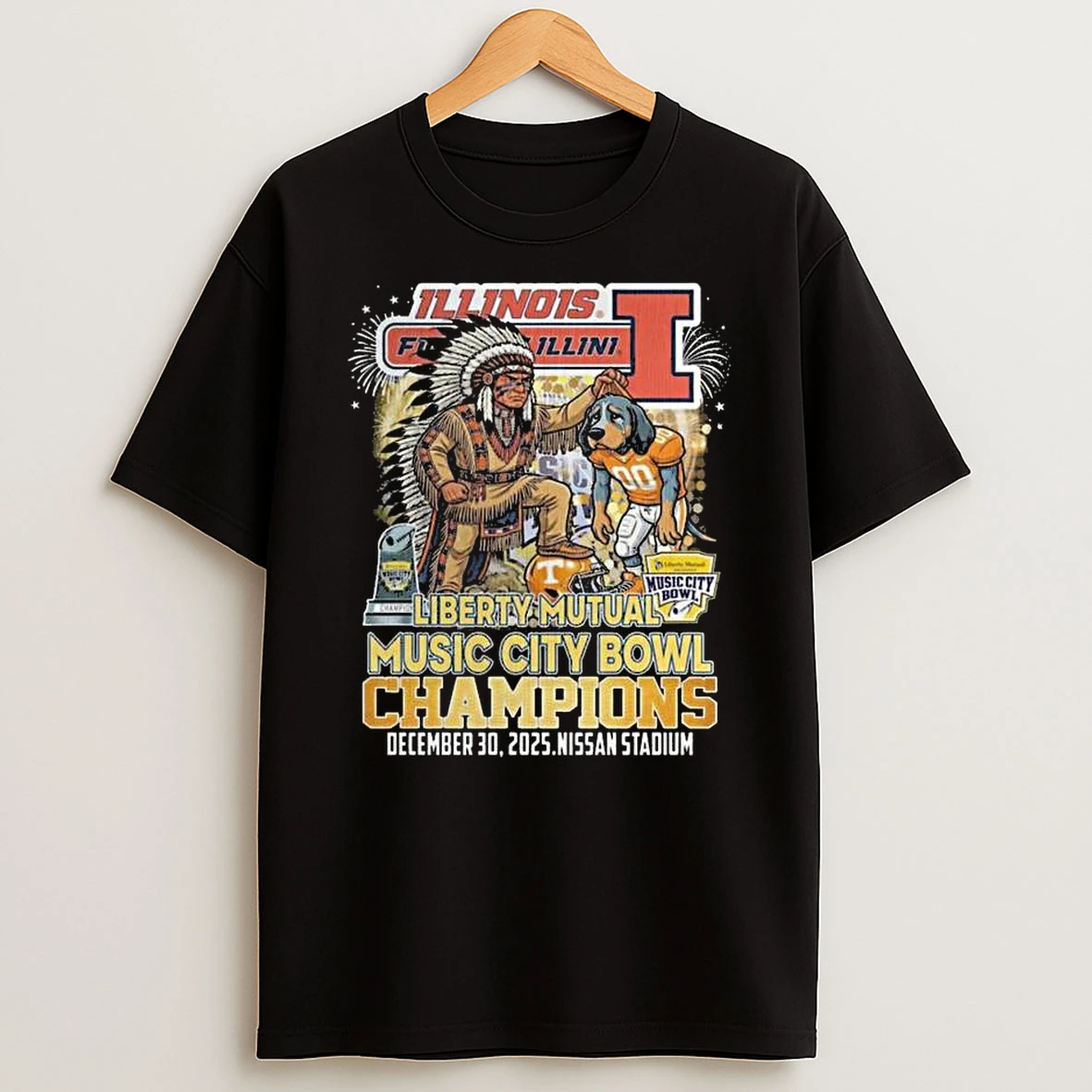 Illinois Fighting Illini Football Liberty Music City Bowl Champions 2025 Mascot T Shirt