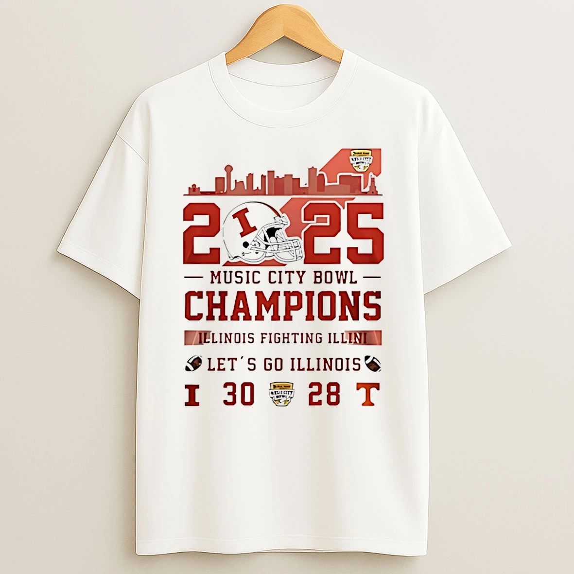 Illinois Football 2025 Music City Bowl Champions Lets Go Illinois T Shirt