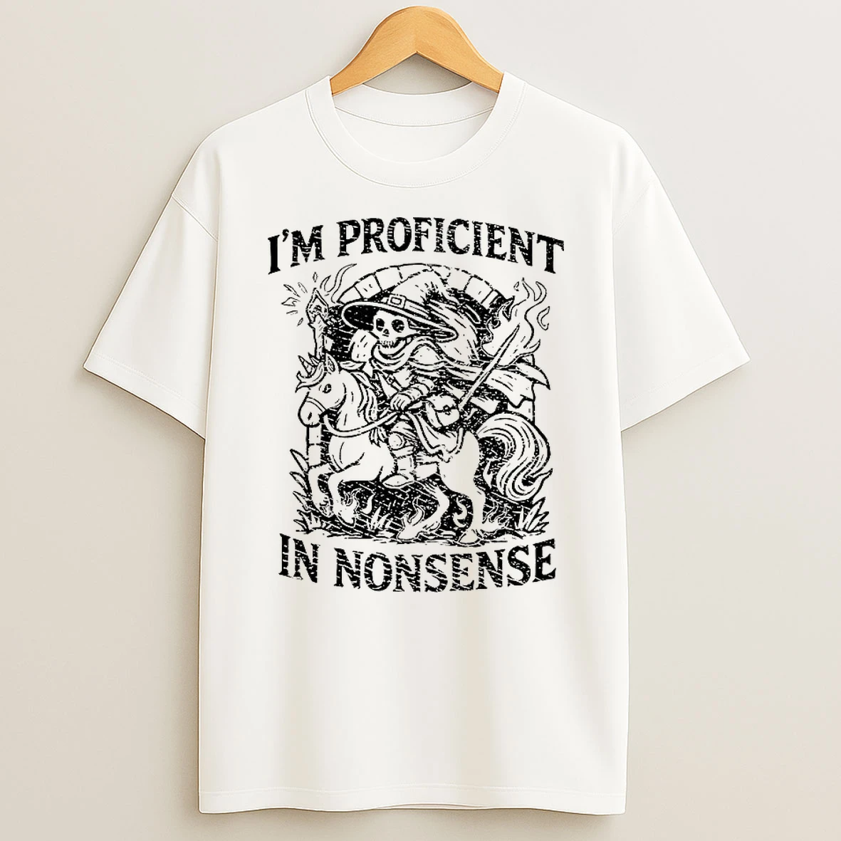 Im Proficient In Nonsense Skeleton Wizard Dungeons And Dragons T Shirt