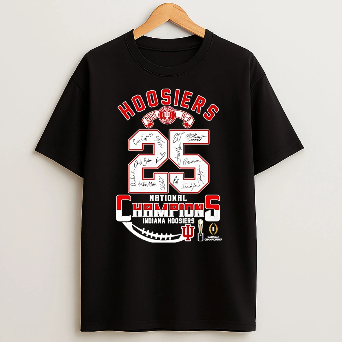 Indiana Hoosiers 2026 16 0 College Football Playoff National Champions Signatures T Shirt