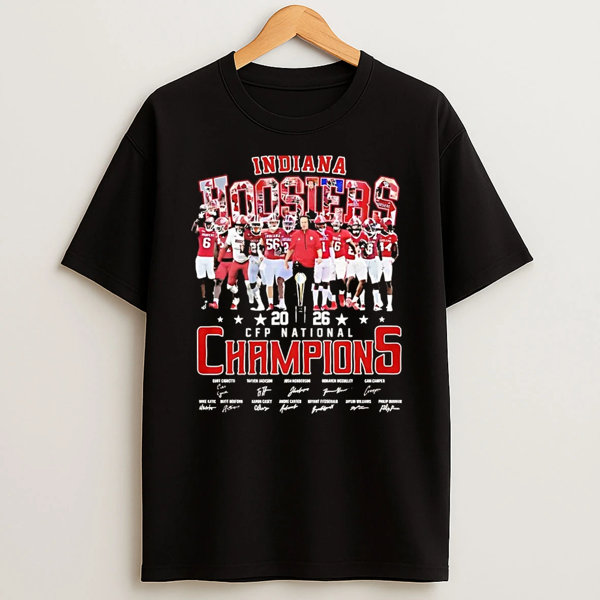 Indiana Hoosiers 2026 Cfp National Champions Team Signatures T Shirt
