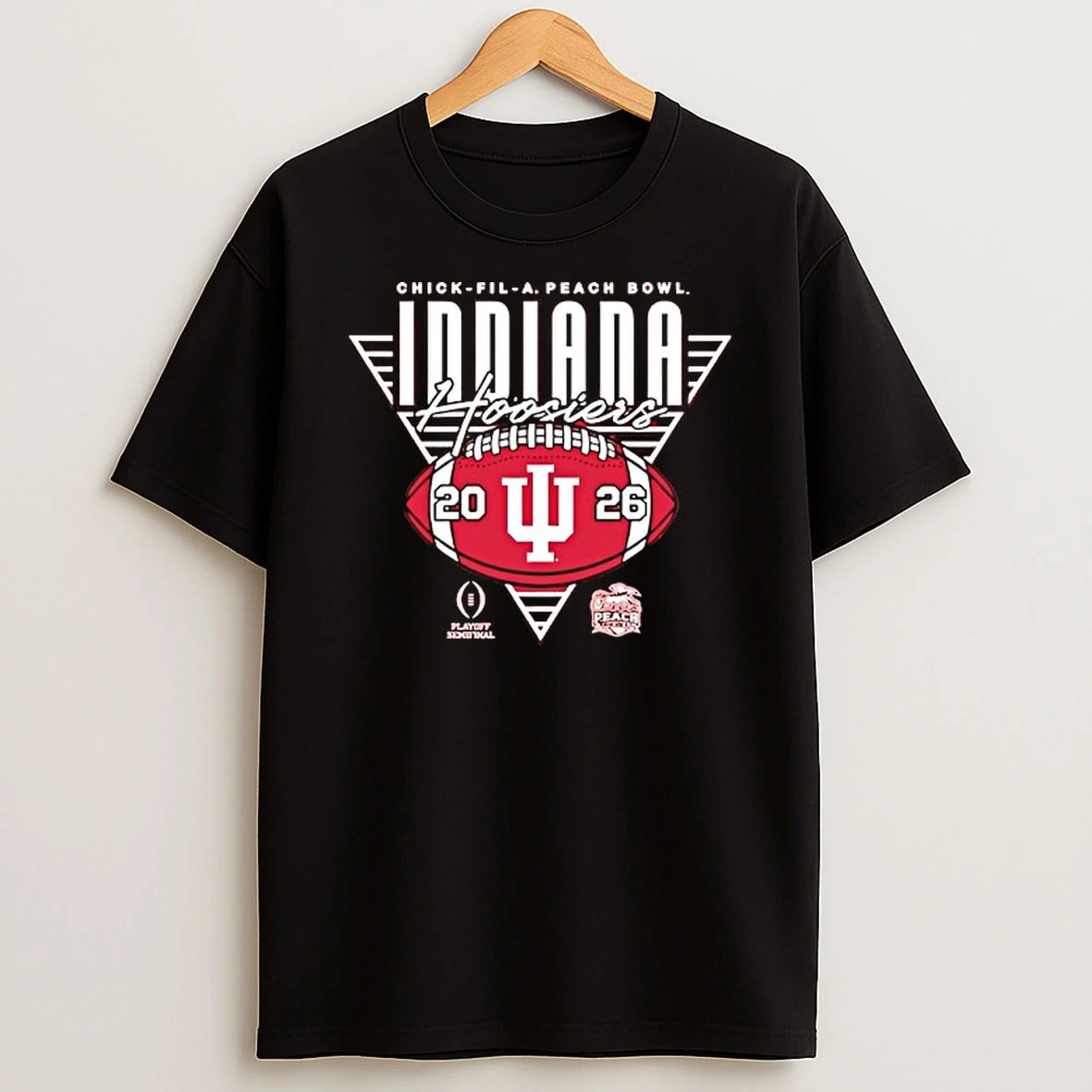 Indiana Hoosiers 2026 Cfp Semifinal Chick Fil A Peach Bowl Triangle Logo T Shirt