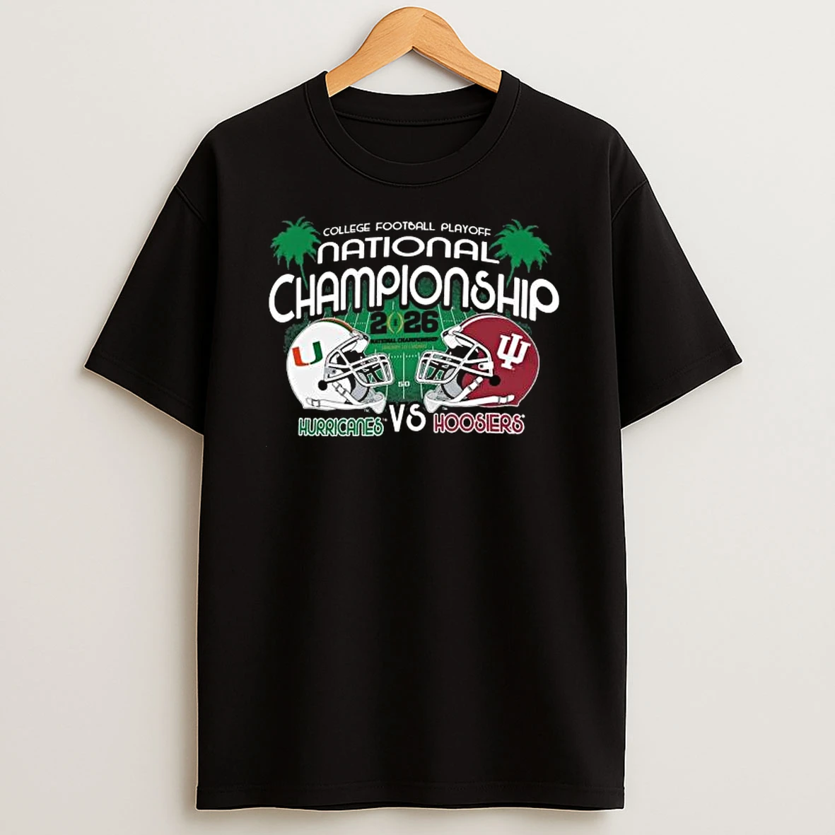 Indiana Hoosiers 2026 Cfp Black Dual Helmet T Shirt